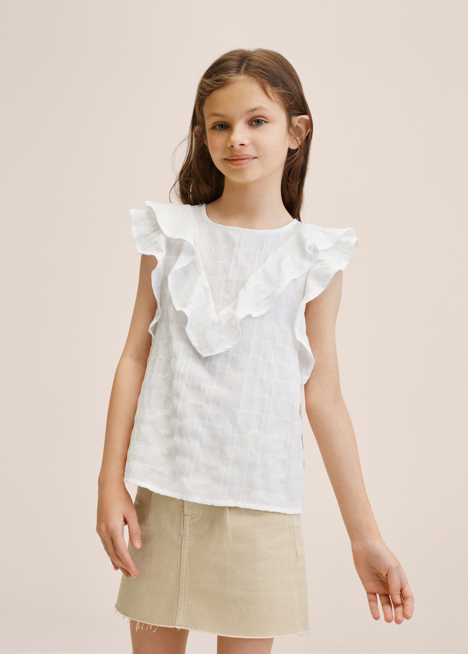 Ruffled cotton blouse - Medium plane