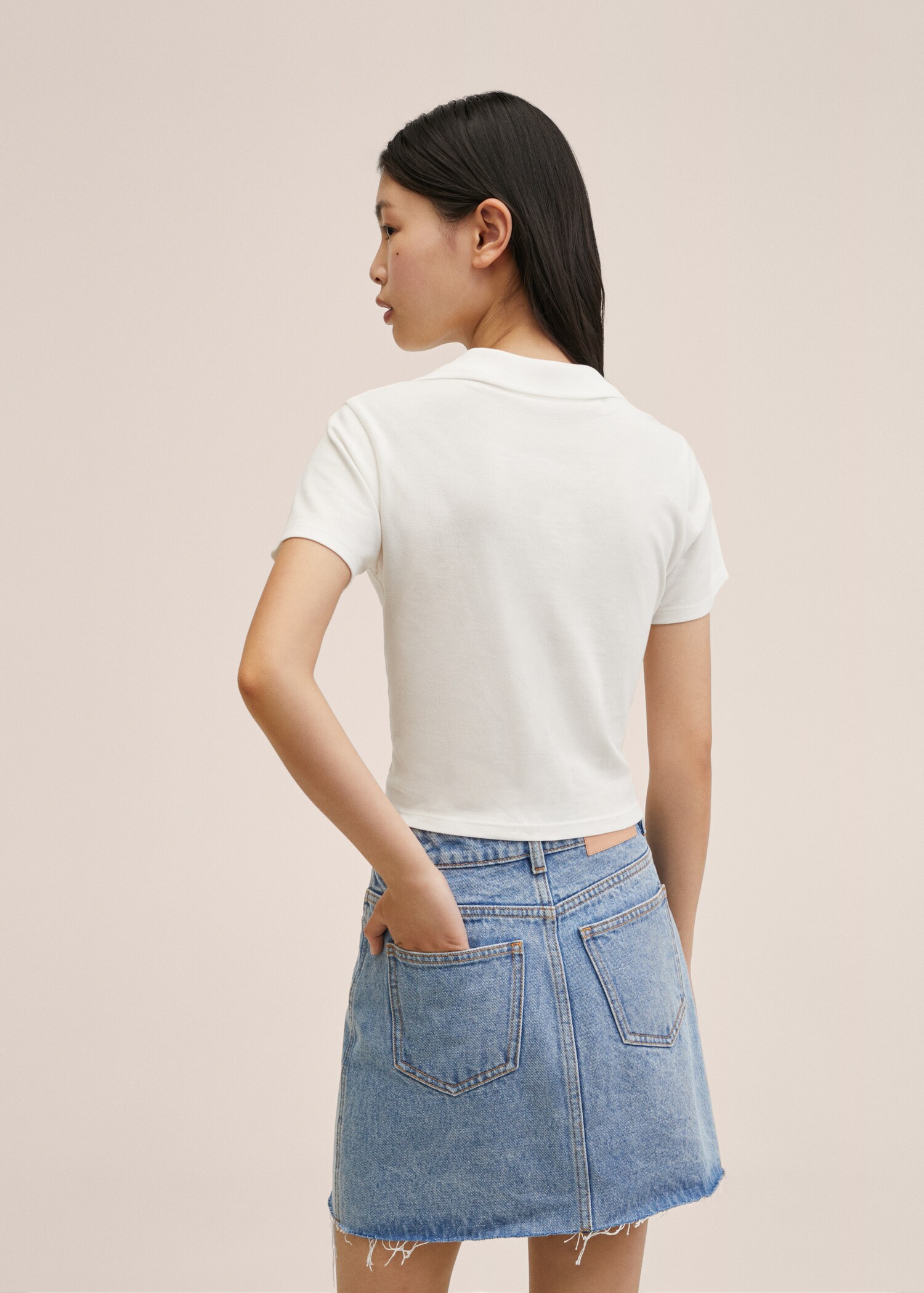Gathered cotton polo shirt - Reverse of the article