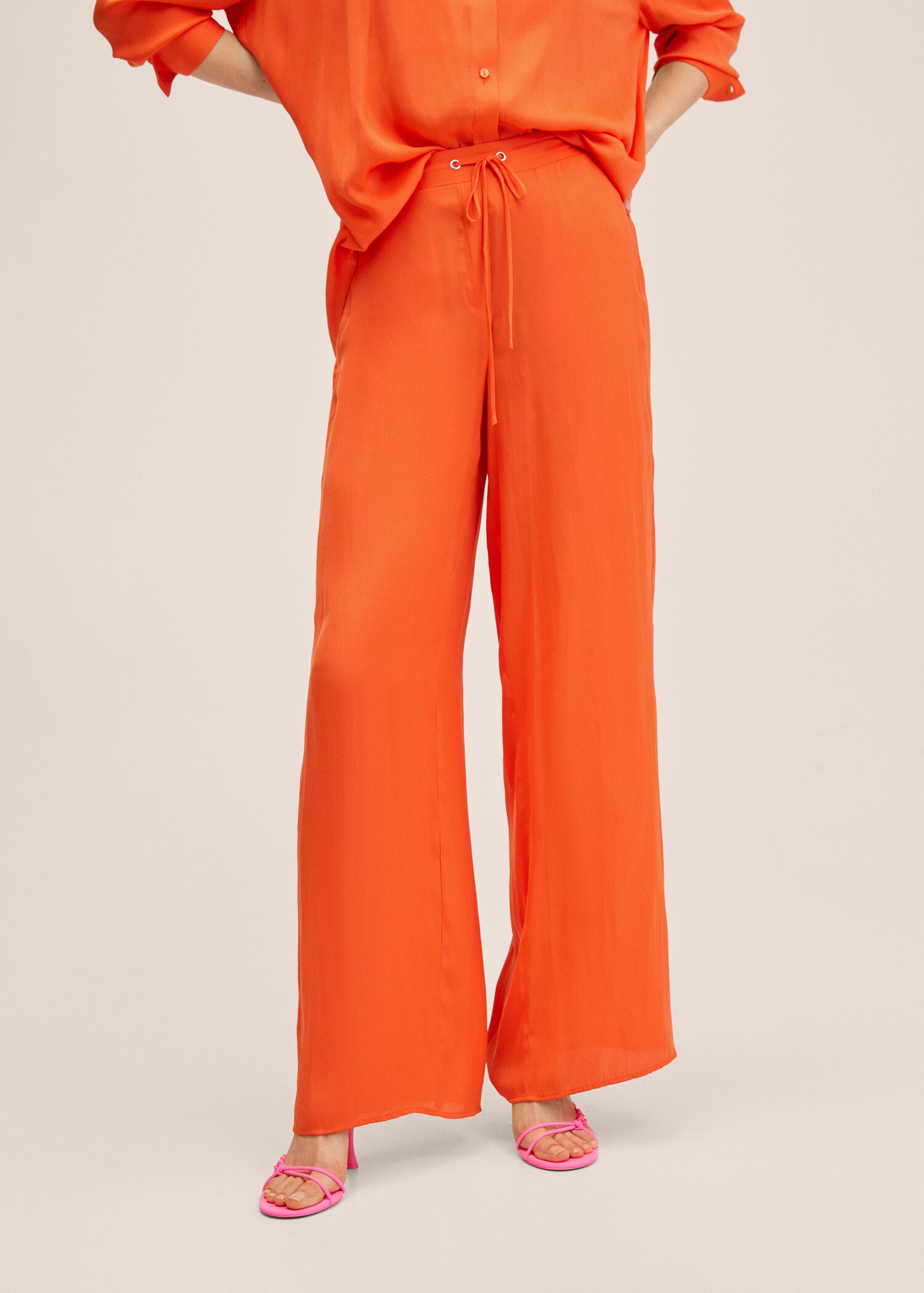 Wideleg trousers with elastic waist - Medium plane