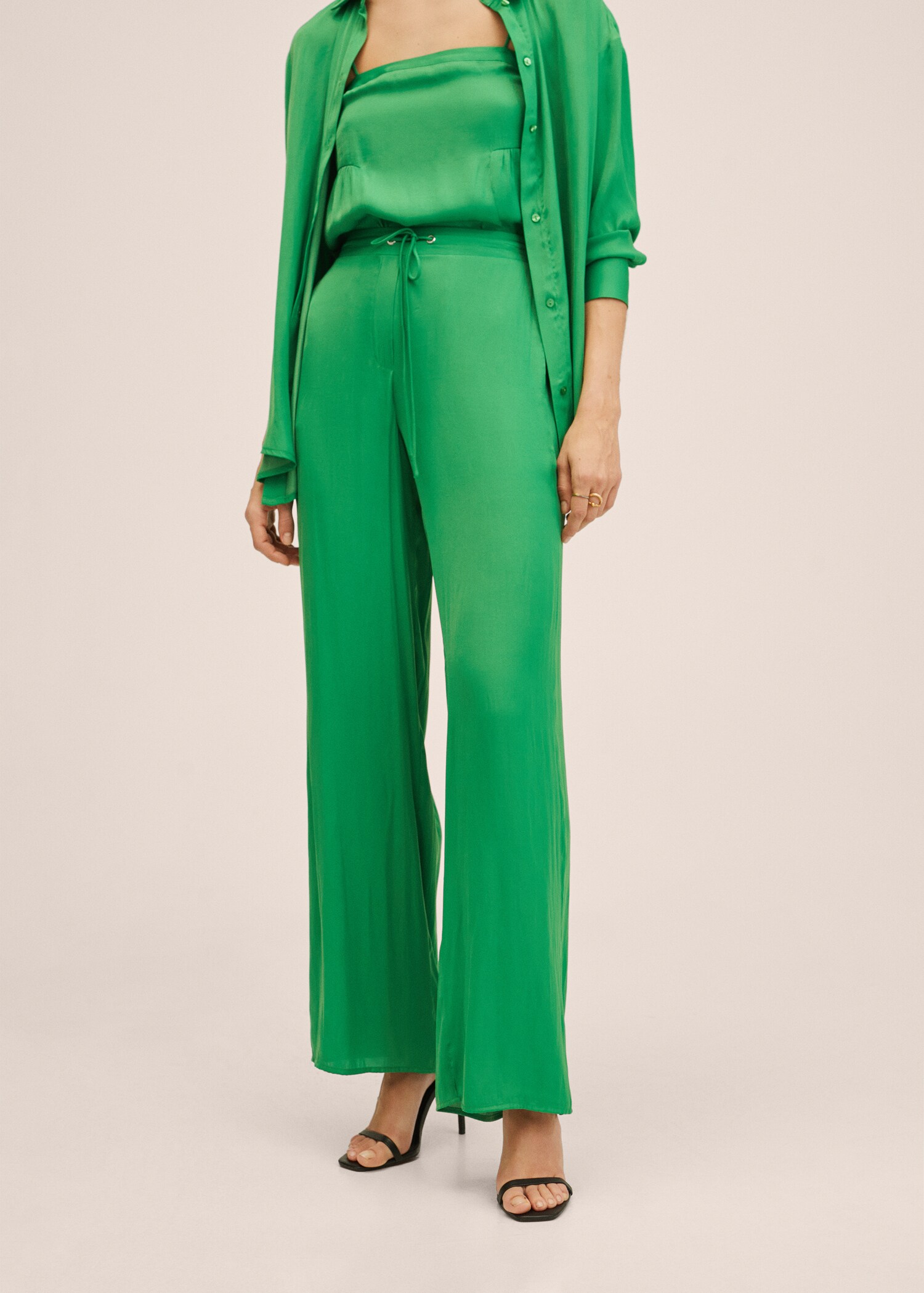 Wideleg trousers with elastic waist - Medium plane