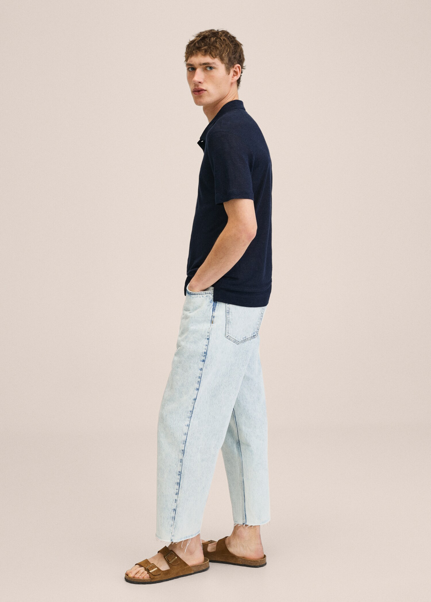 100% linen polo shirt - Details of the article 2