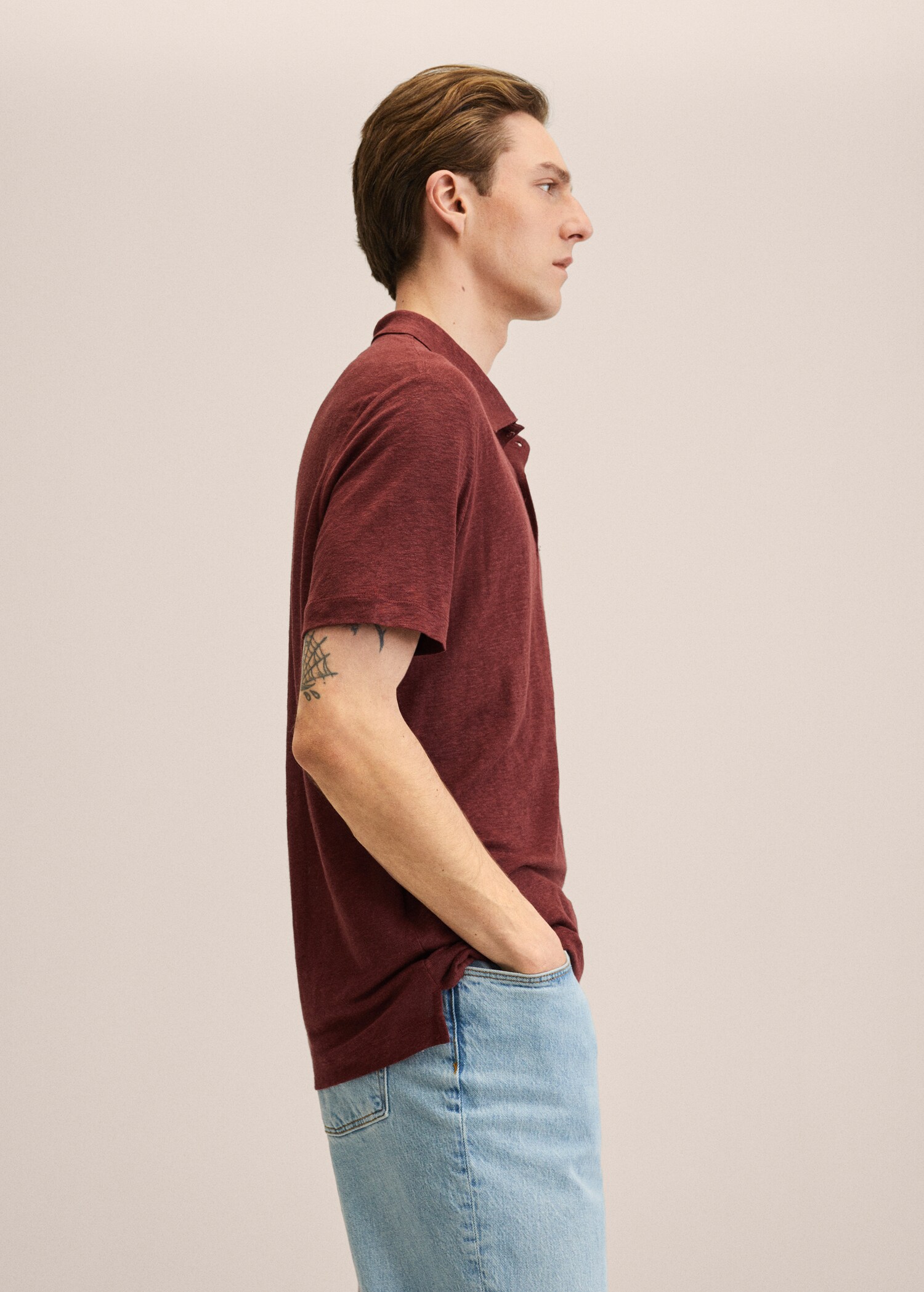 100% linen polo shirt - Details of the article 2
