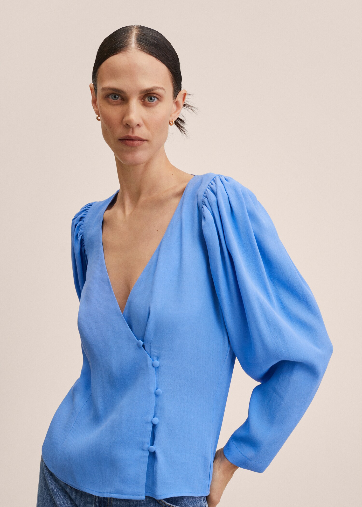 Buttoned wrap blouse - Medium plane