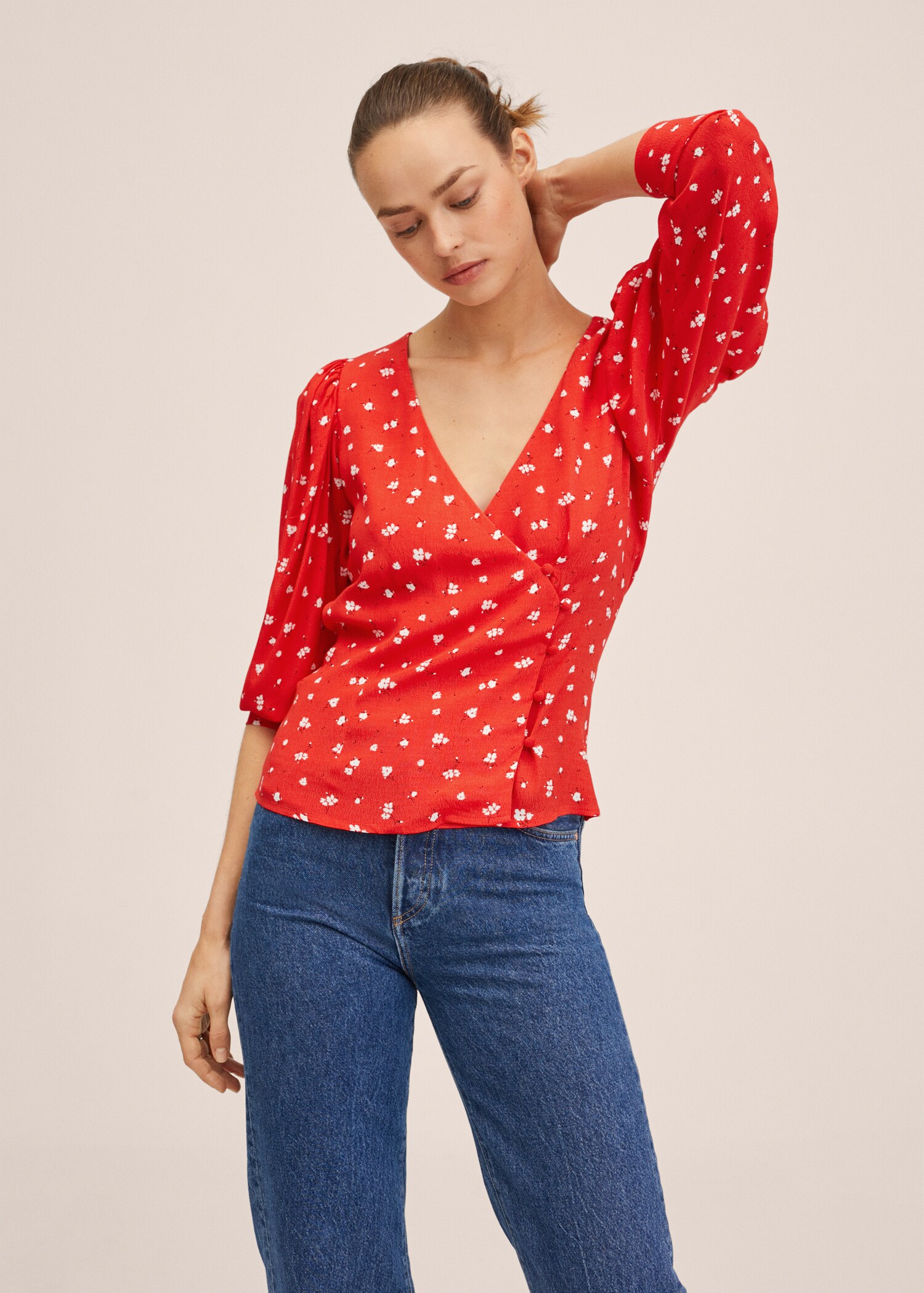 Buttoned wrap blouse - Medium plane