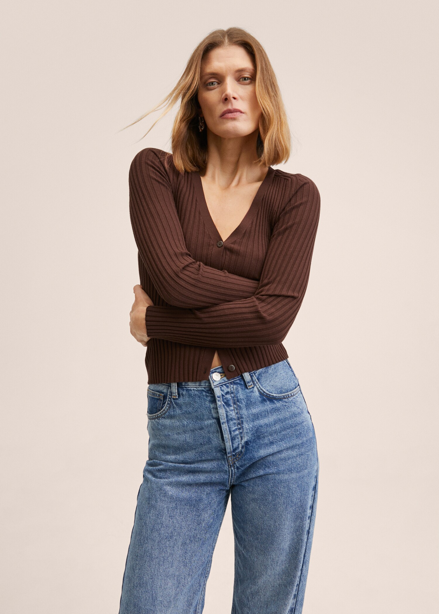 Ribbed knit cardigan - Medium plane
