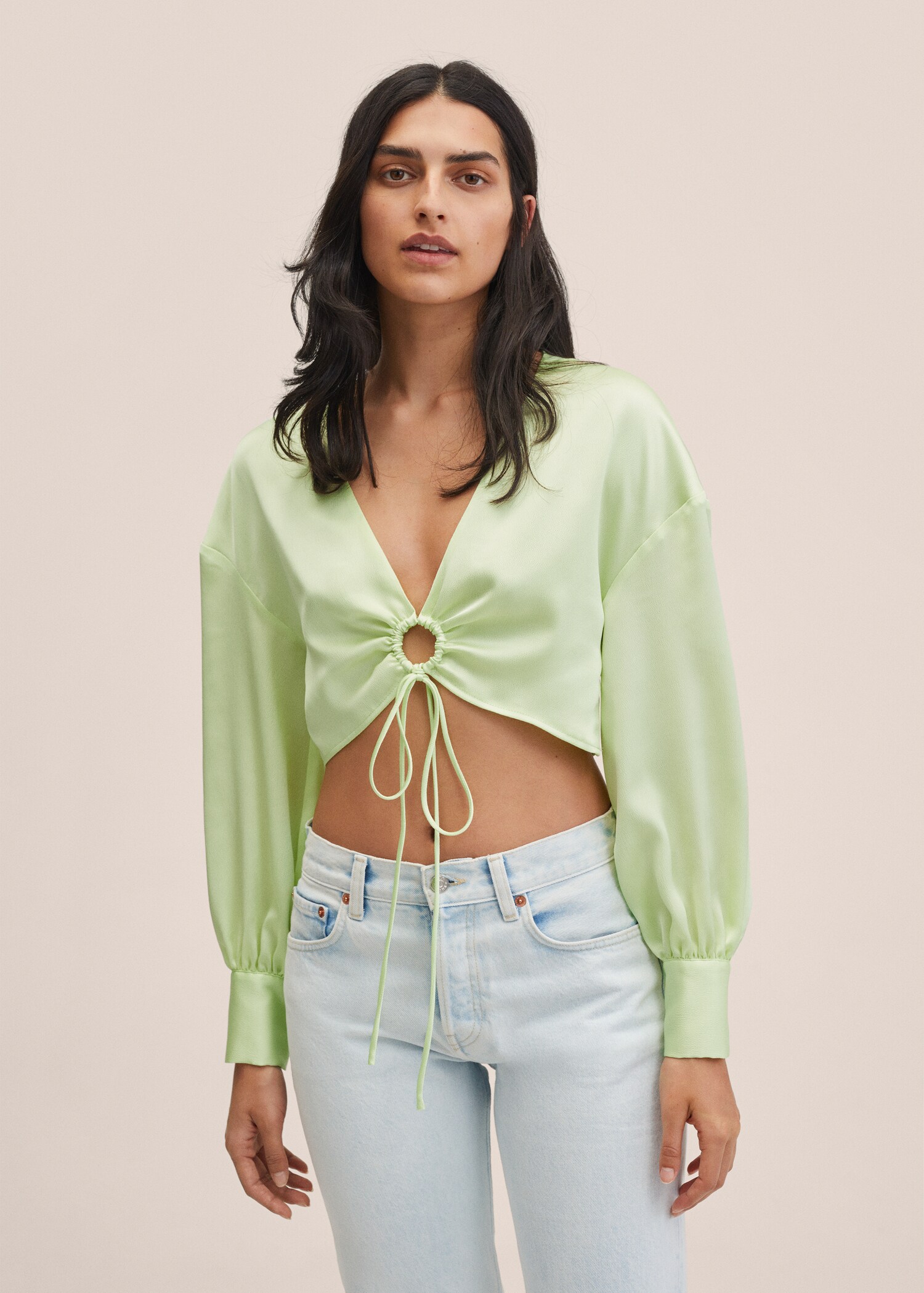 Satin crop blouse - Medium plane