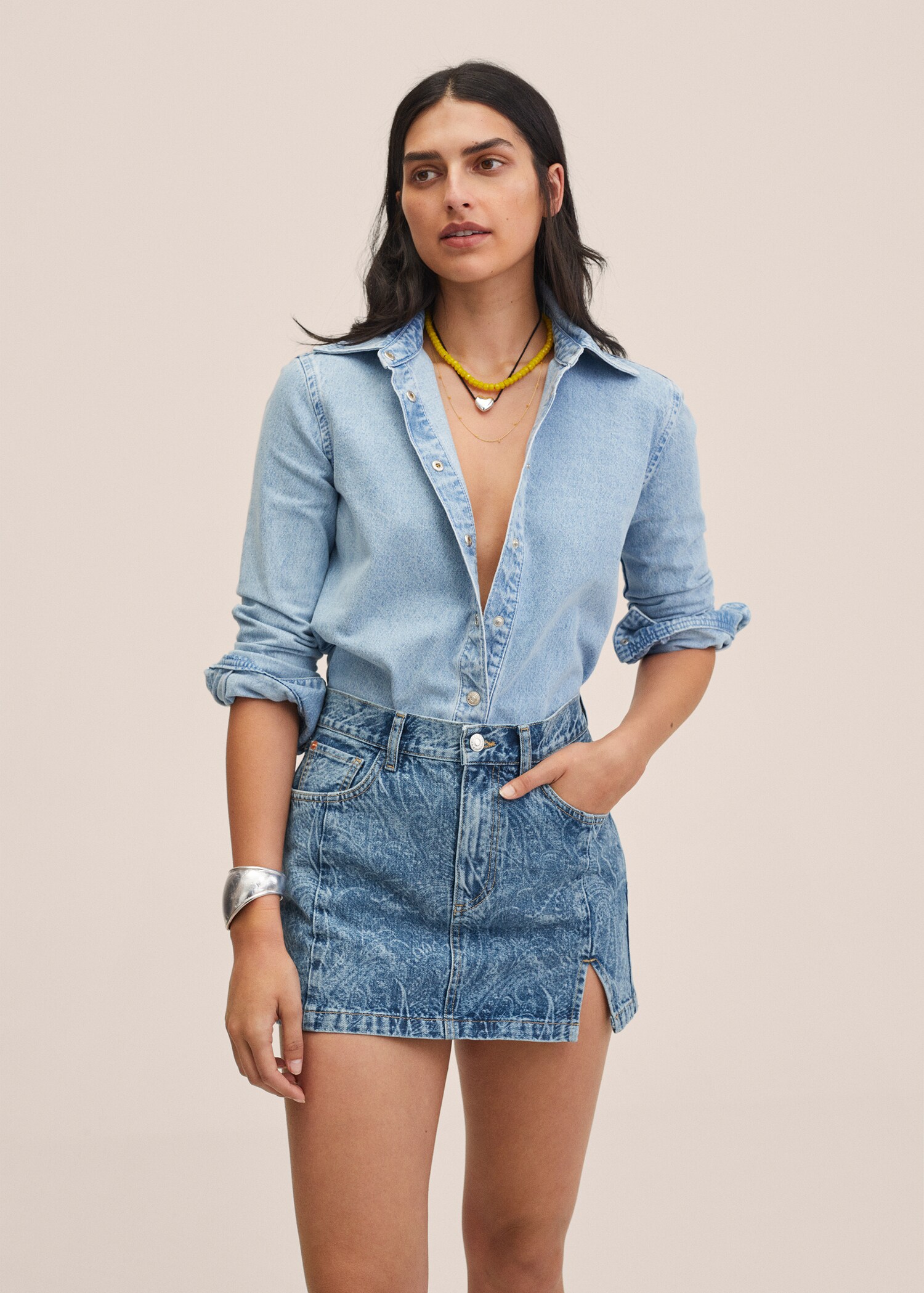 Printed denim skirt - Medium plane