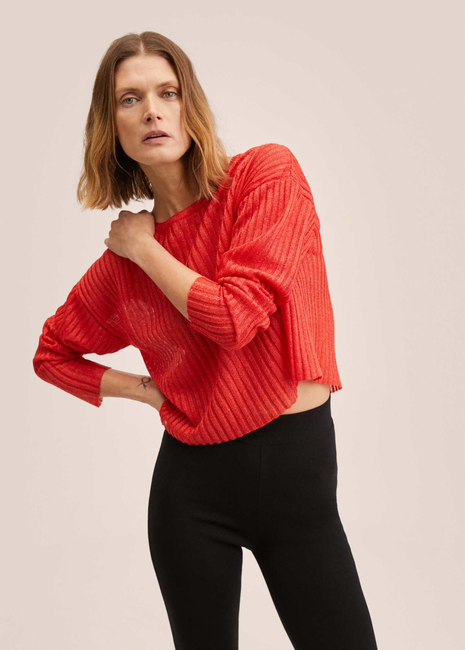 Pull-over maille côtelée - Plan moyen