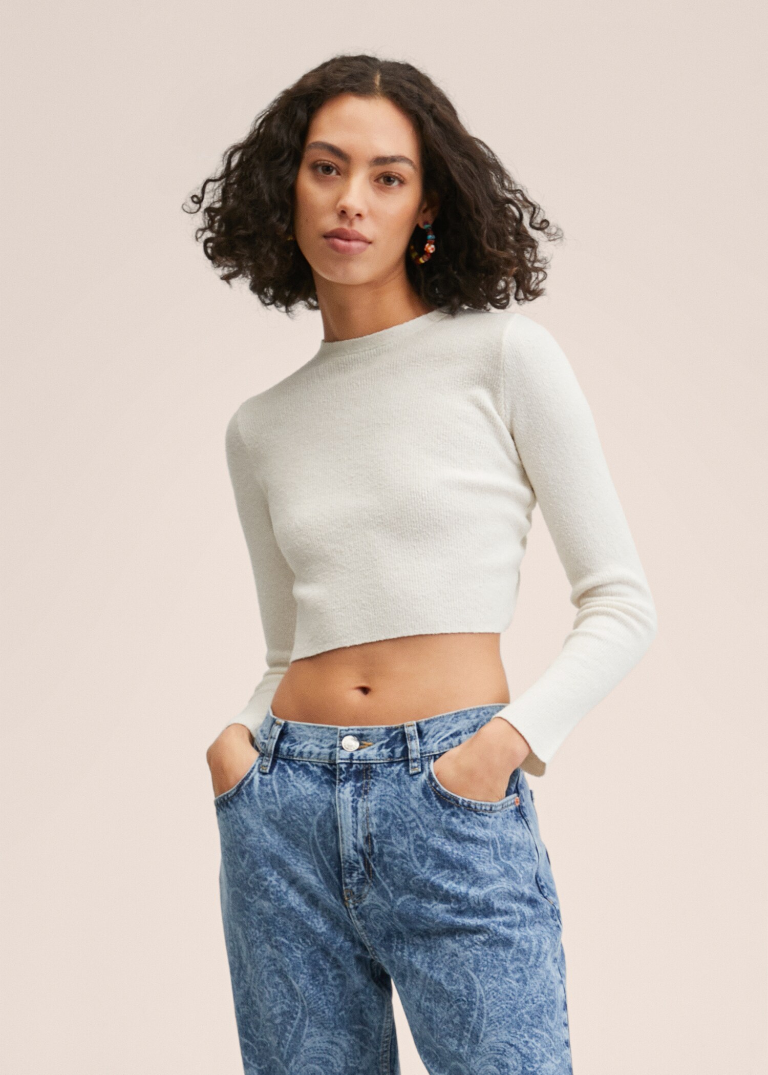 Side slit cotton-blend sweater - Medium plane
