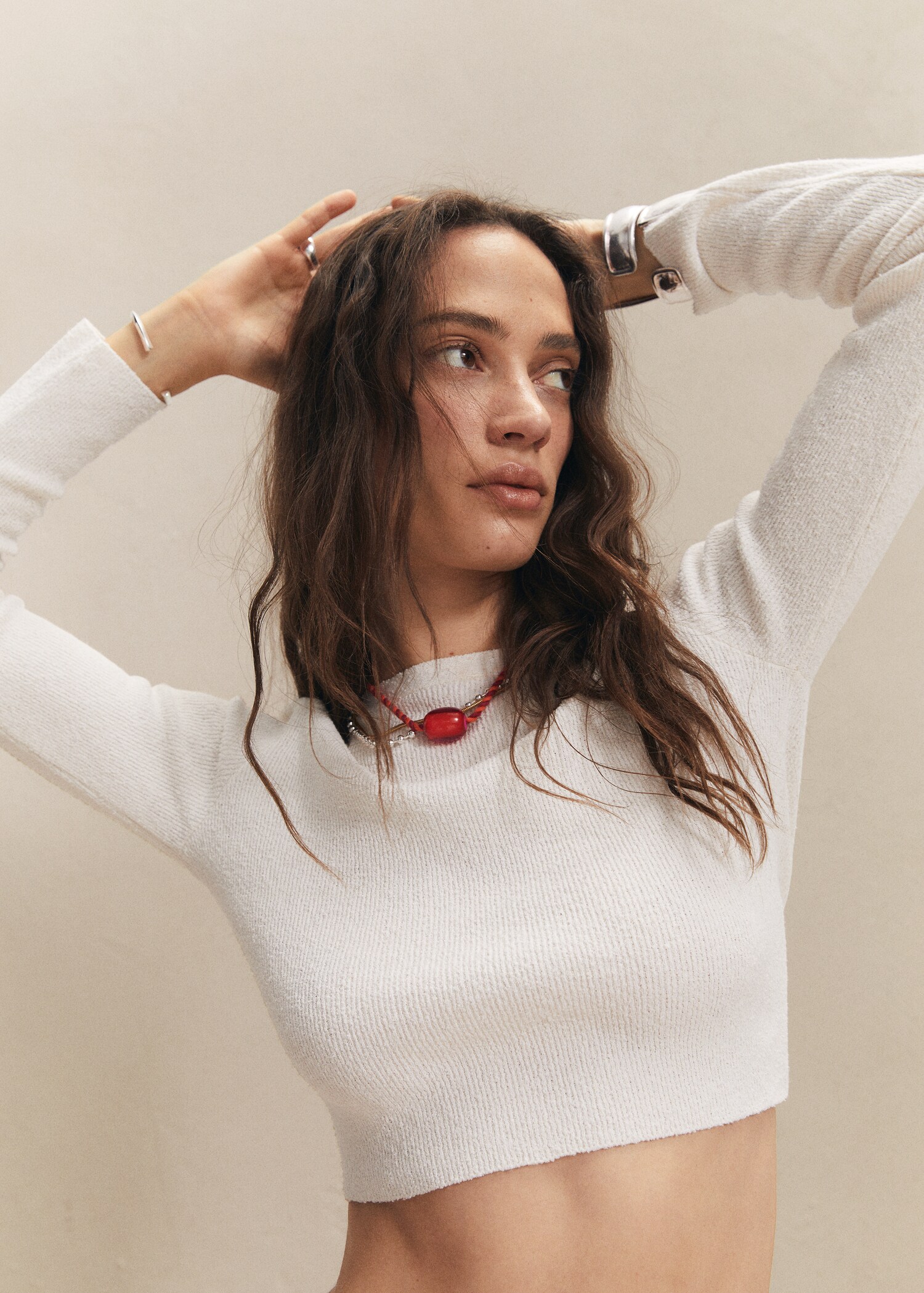 Side slit cotton-blend sweater - Details of the article 7