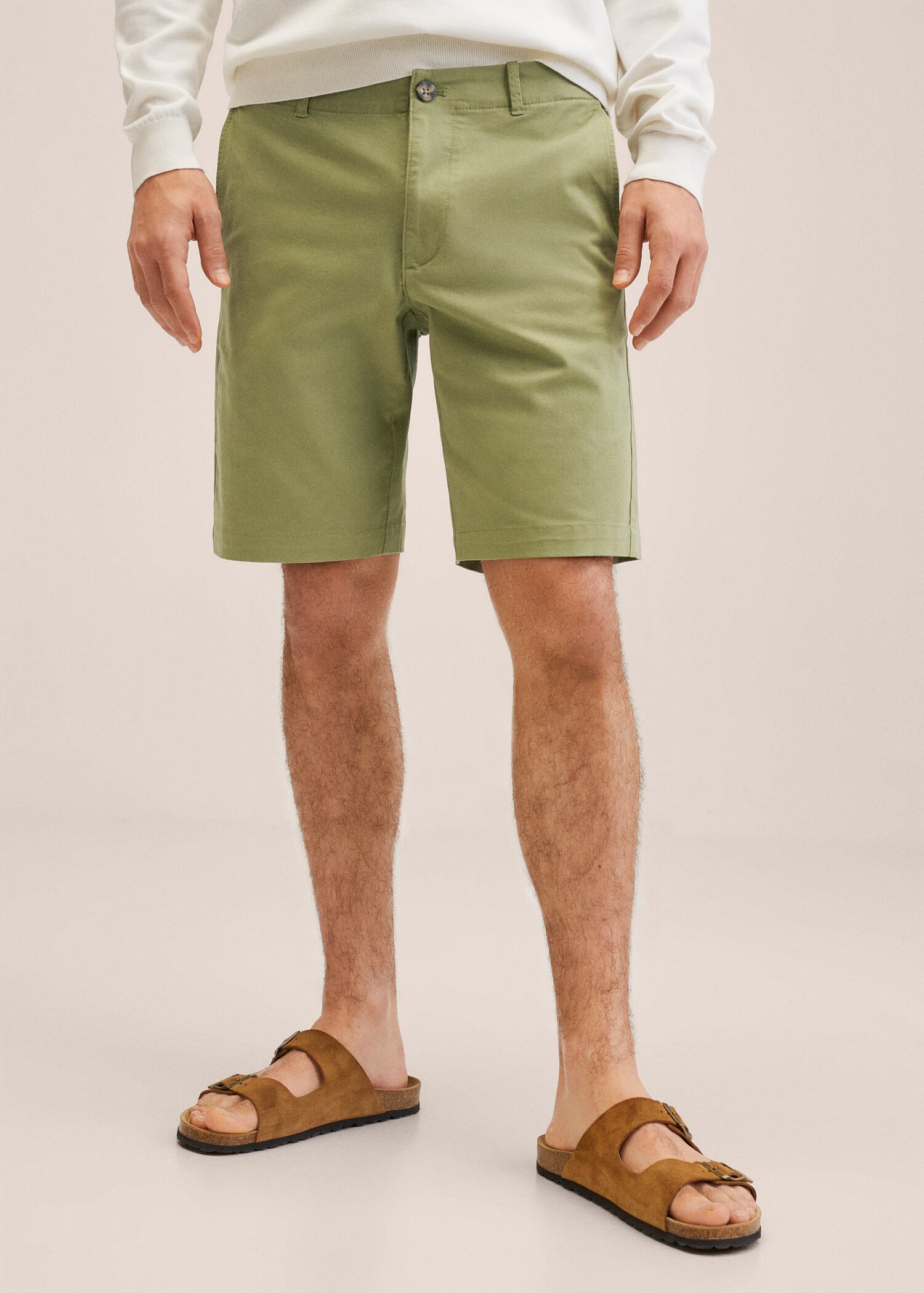 Slim-fit chino cotton bermuda shorts - Medium plane