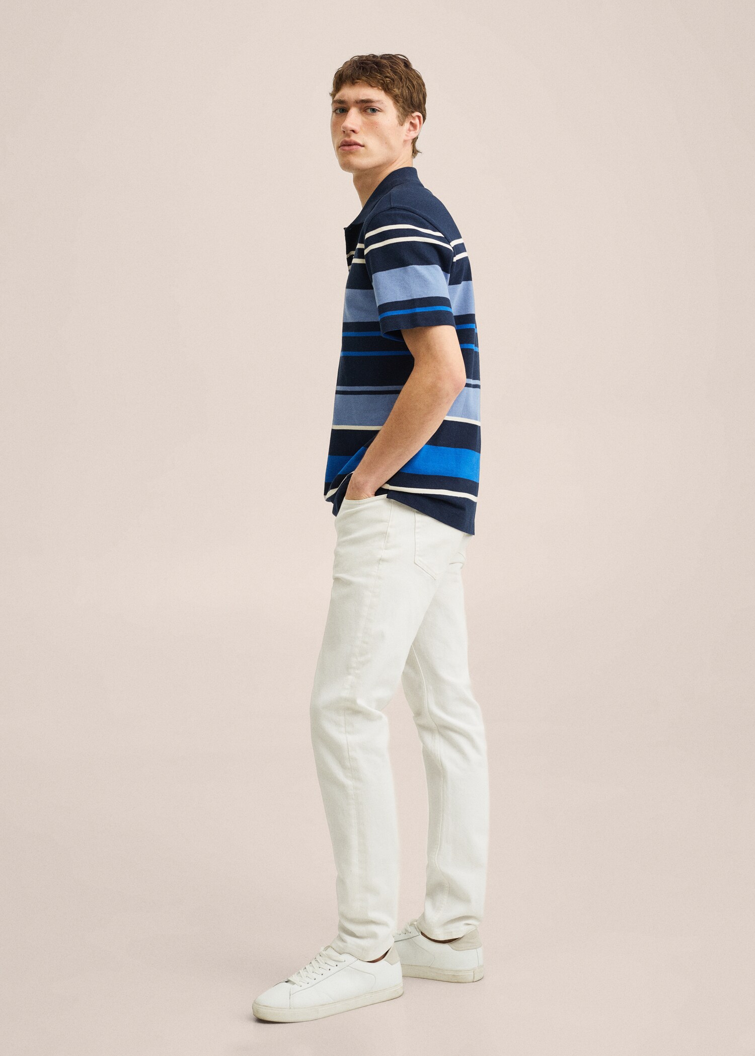 Striped cotton piqué polo shirt - Details of the article 2