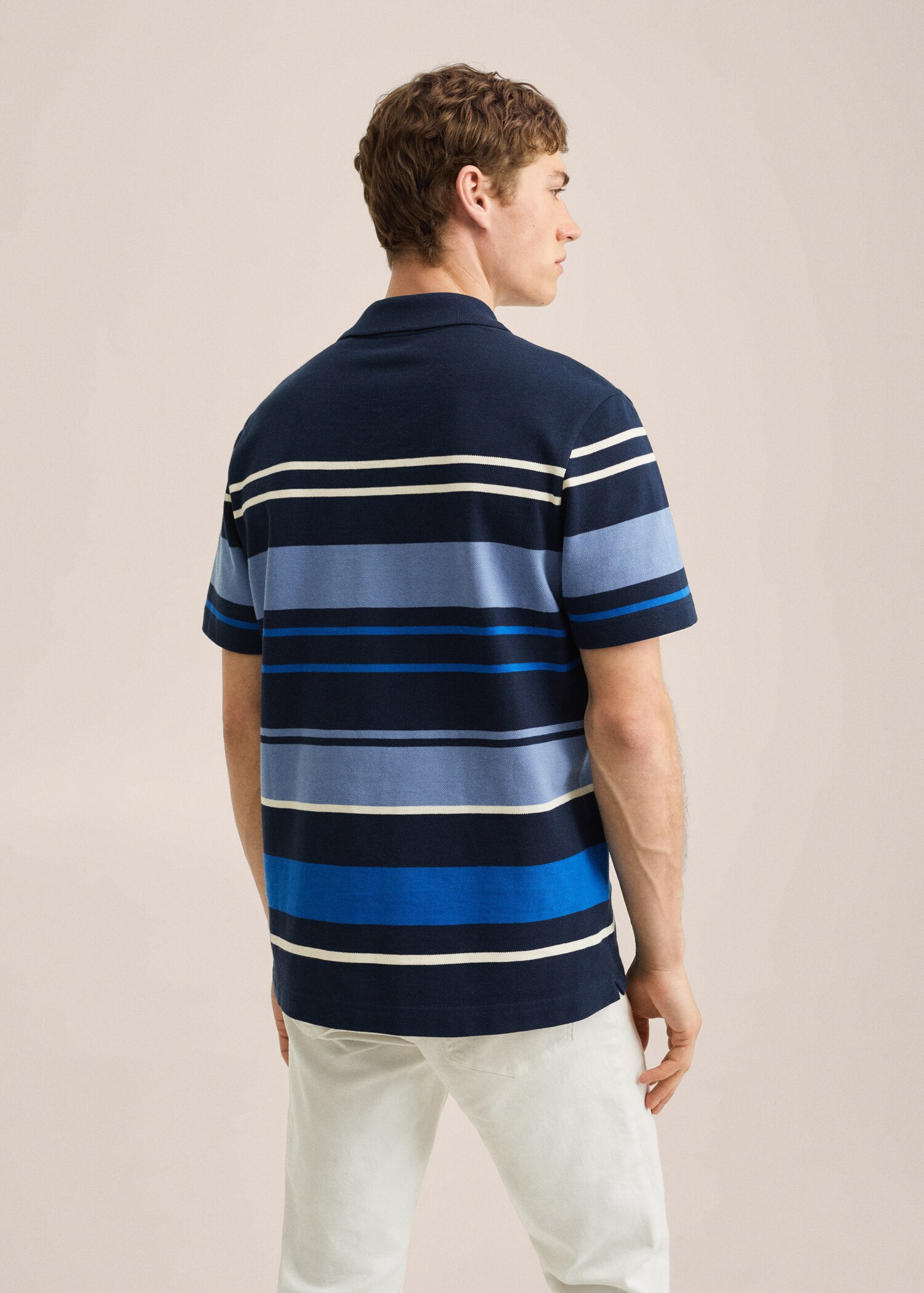 Striped cotton piqué polo shirt - Reverse of the article