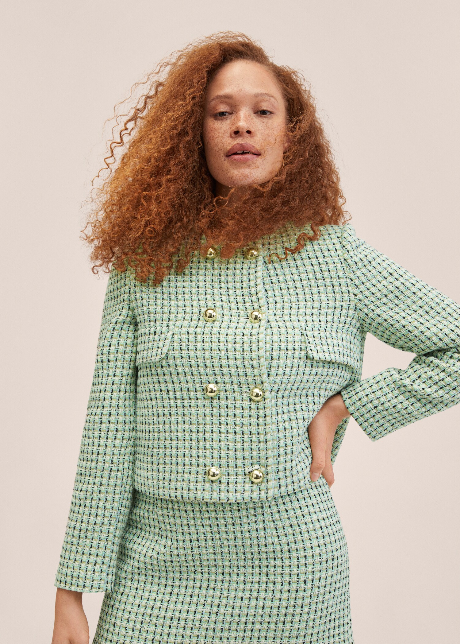 Veste tweed double boutonnage - Plan moyen