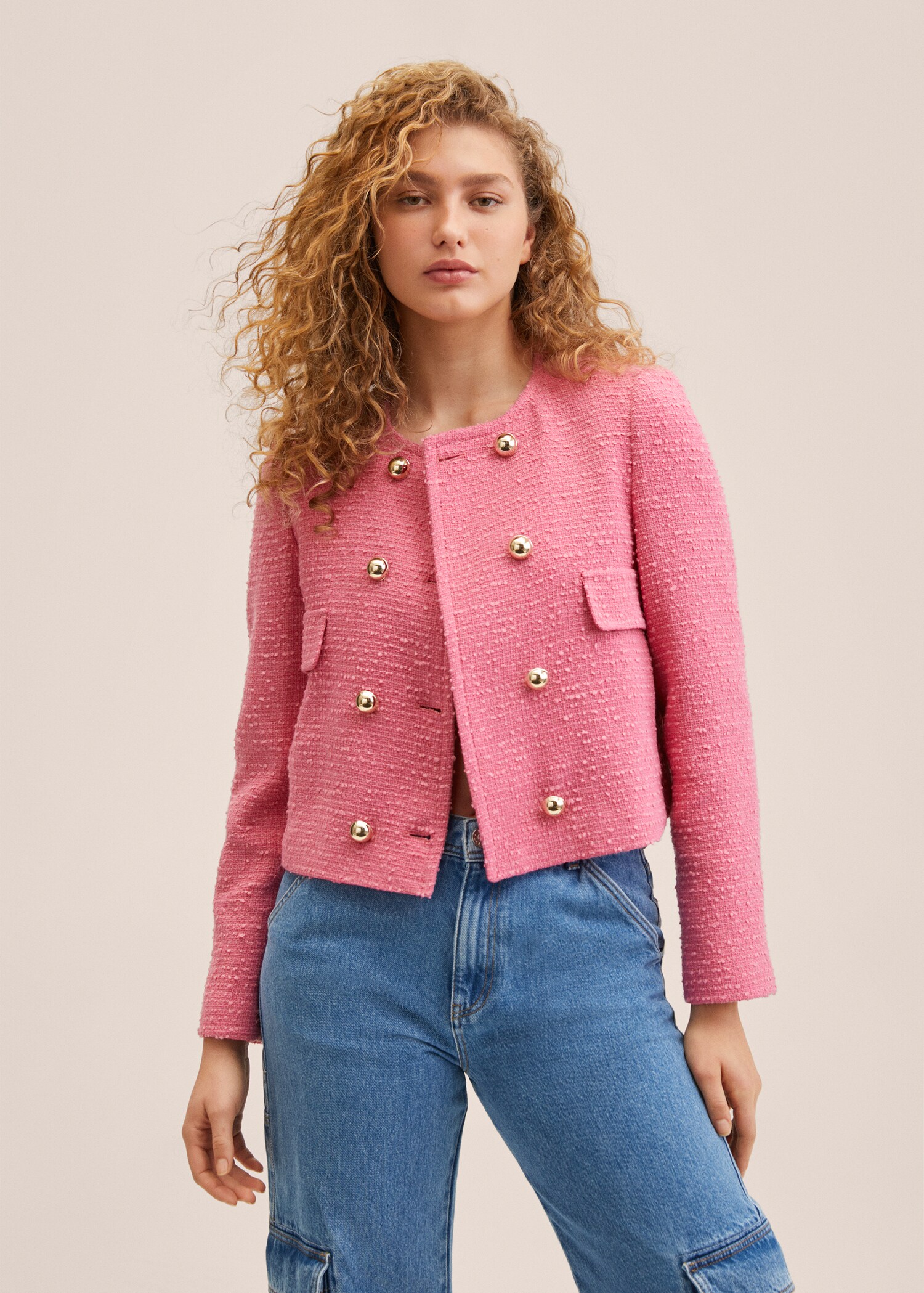 Chaqueta tweed doble botonadura - Plano medio
