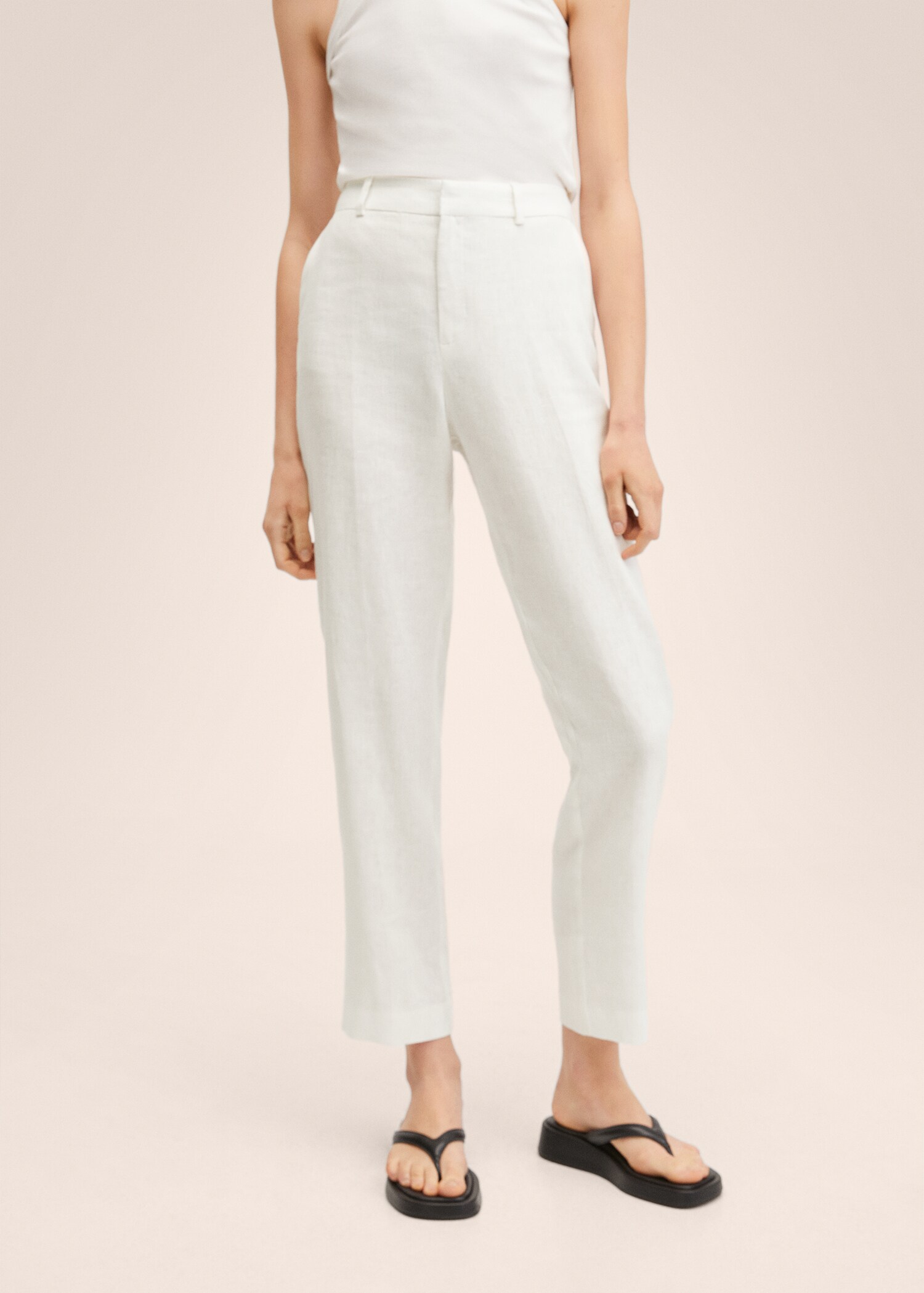 Pantalón traje 100% lino - Plano medio