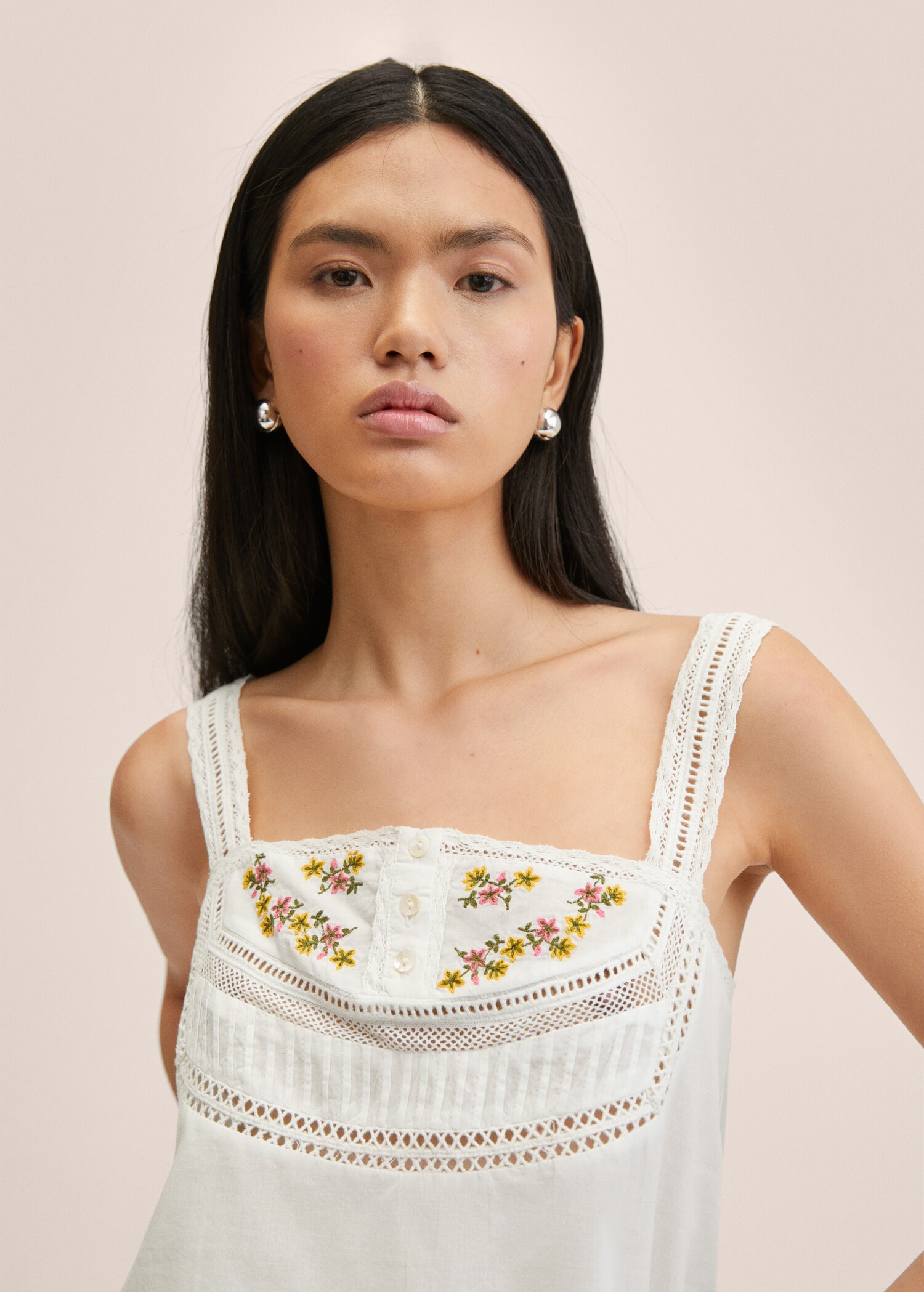 Embroidered cotton top - Details of the article 1