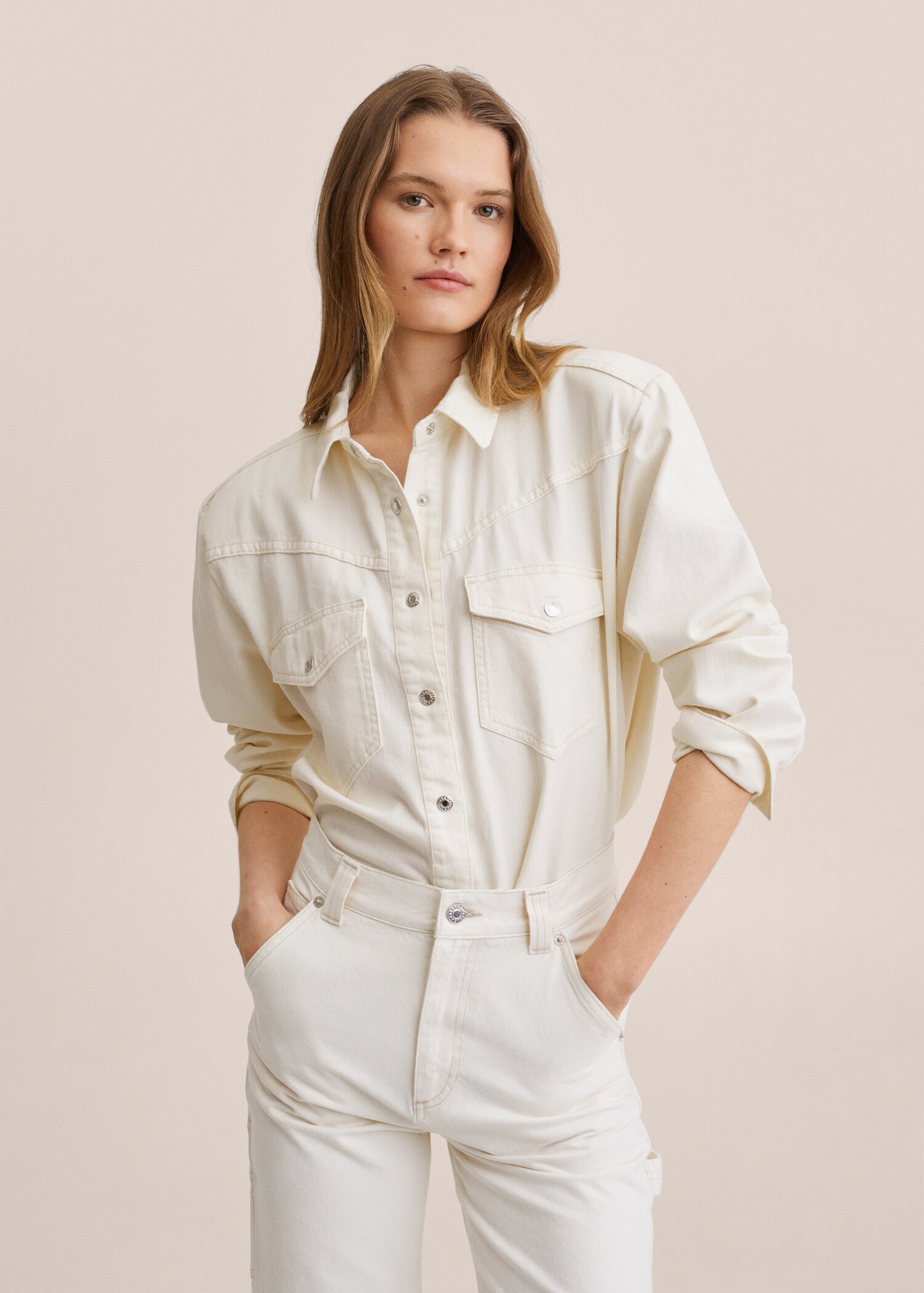 Denim shirt with shoulder pads - Medium plane