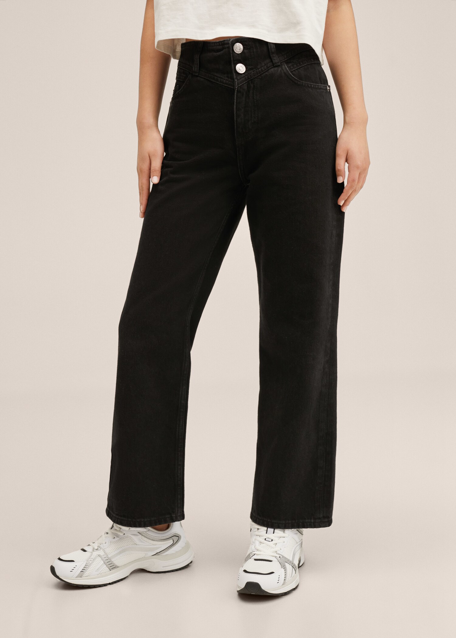 High waist straight jeans - Medium plane