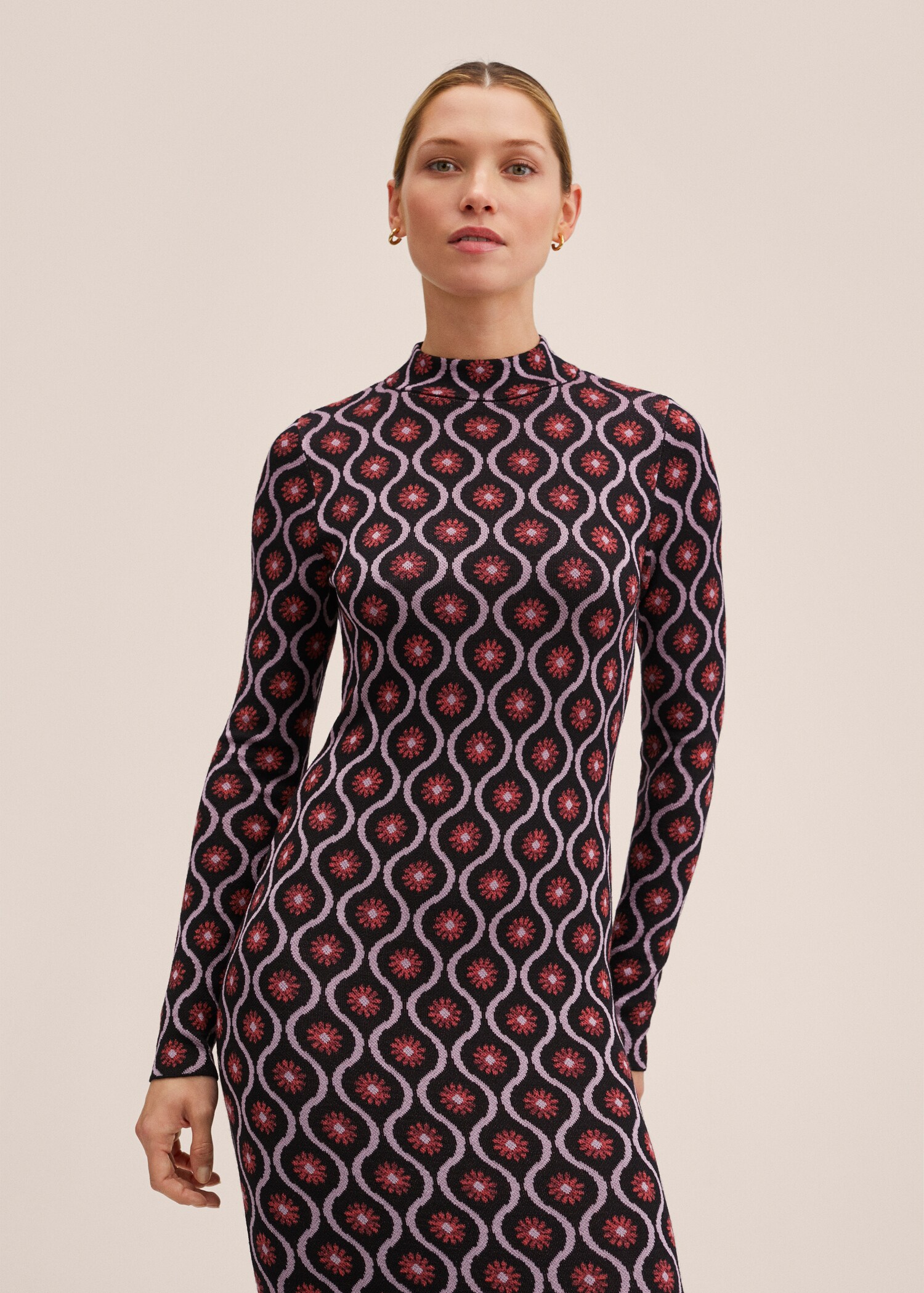 Vestido estampado retro - Plano medio