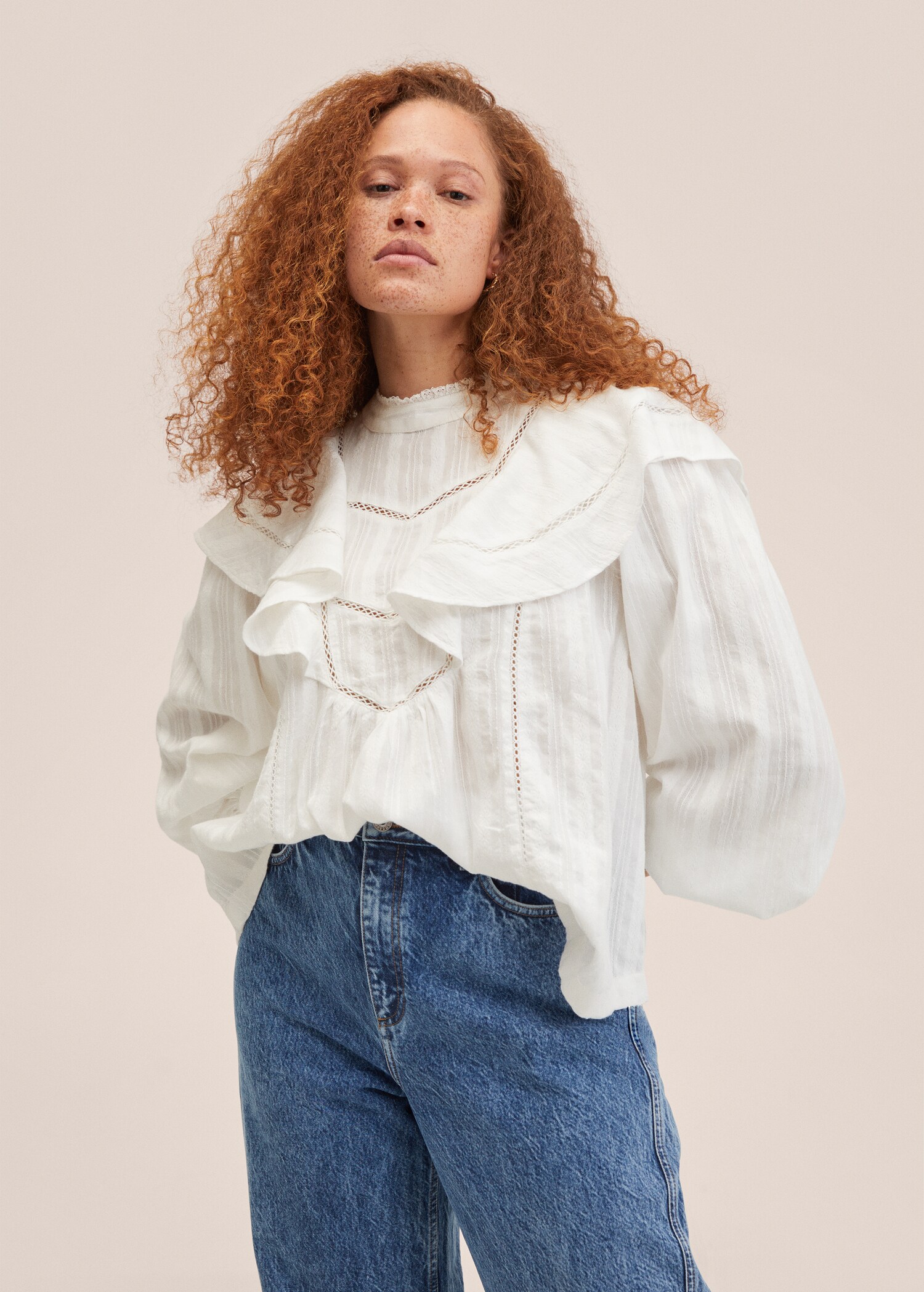 Ruffle cotton blouse - Medium plane