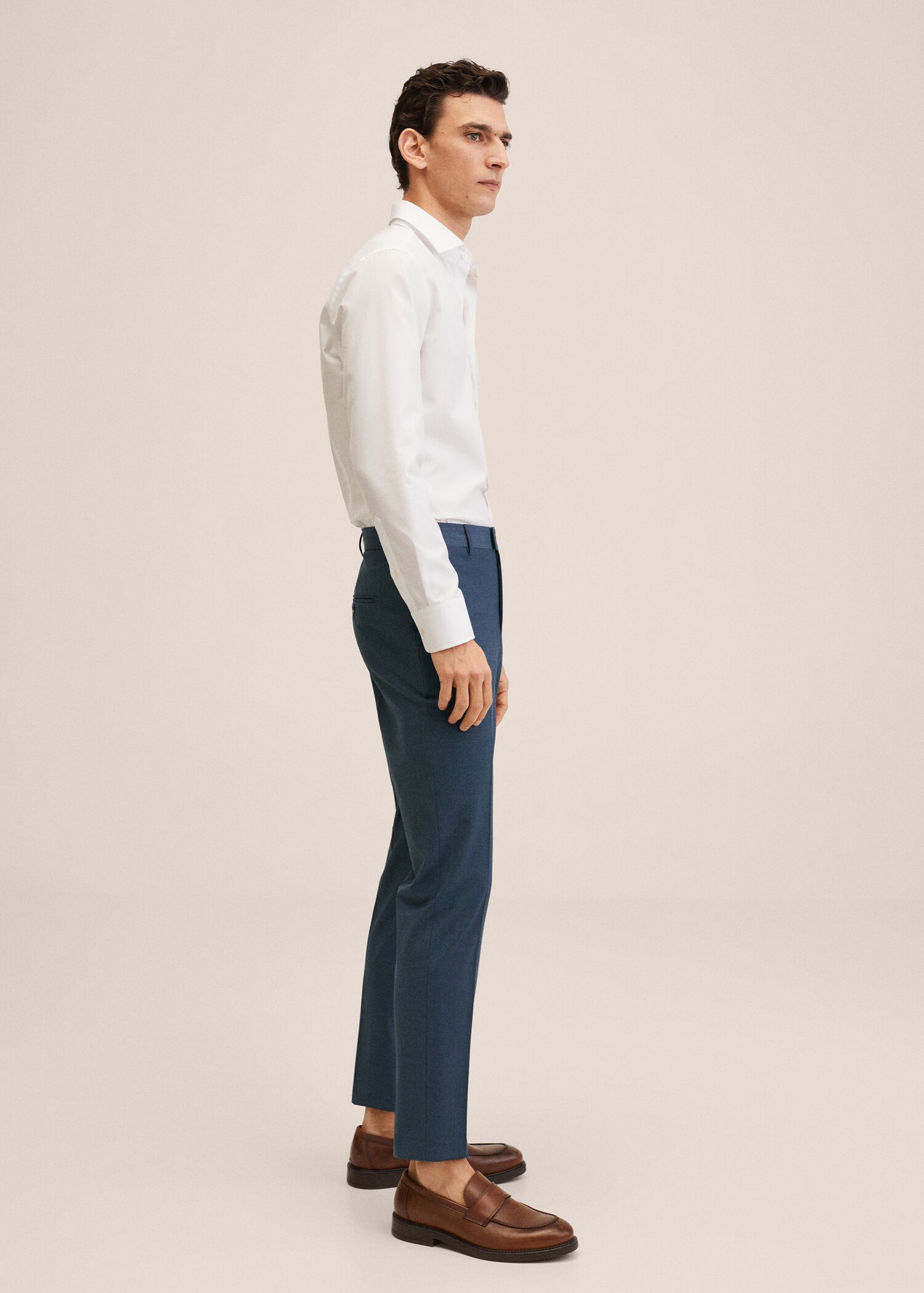 Lněné oblekové kalhoty slim fit - Detail zboží 2