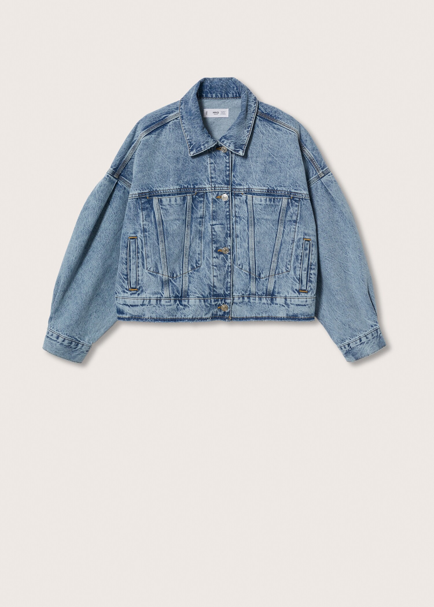 Blouson jean bords effilochés - Article sans modèle