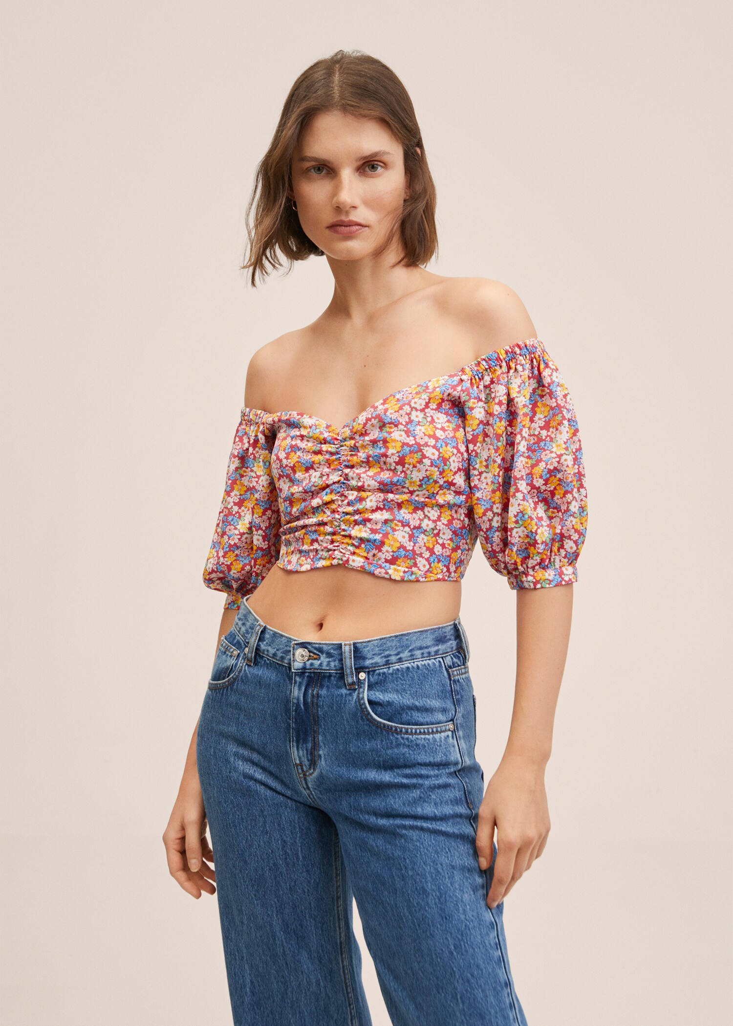 Top crop estampat - Pla mig