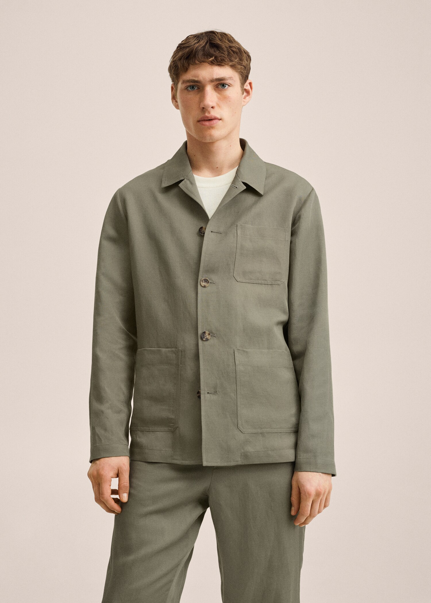 Sobrecamisa lyocell lino bolsillos - Plano medio