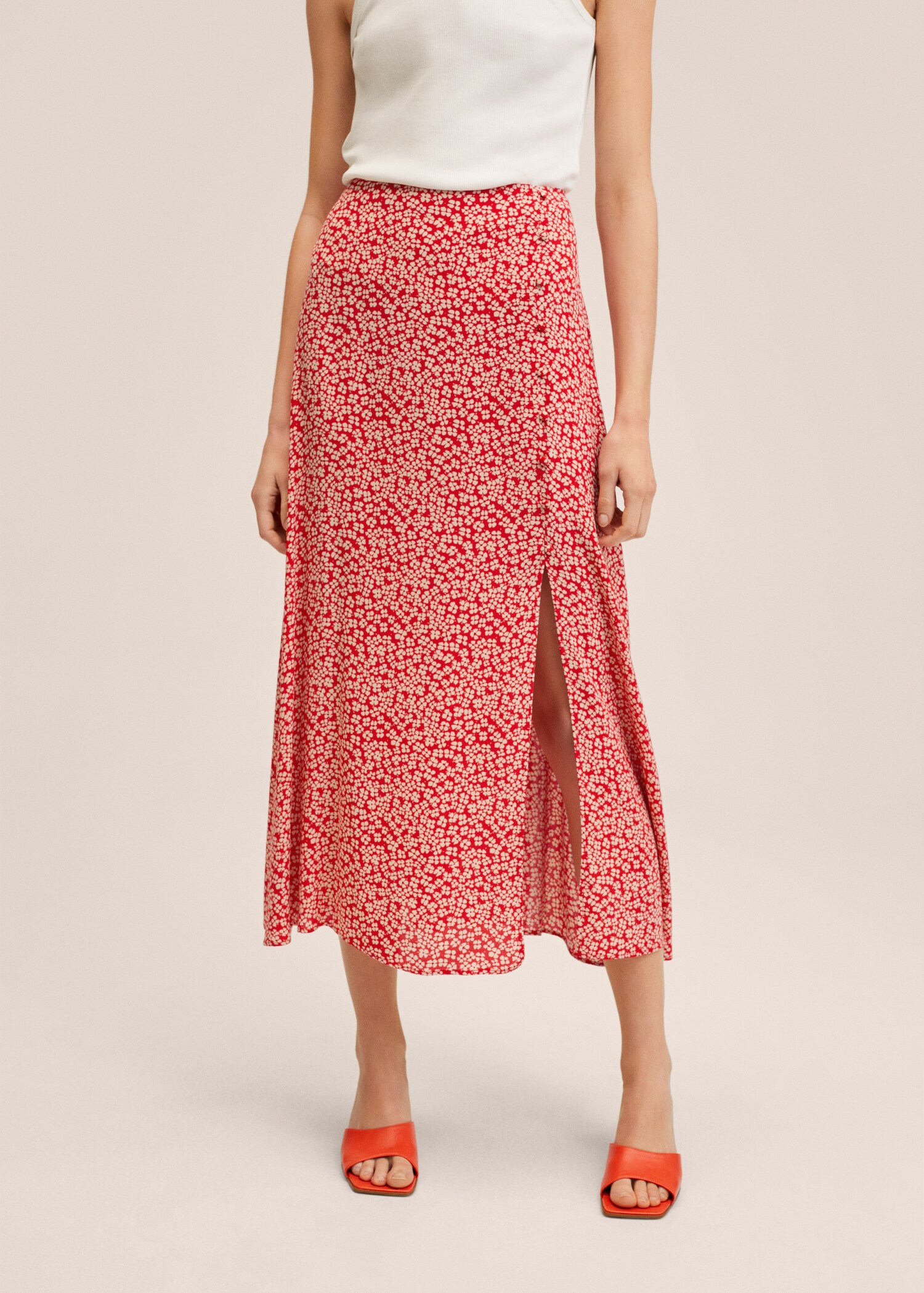 Slit floral skirt - Medium plane
