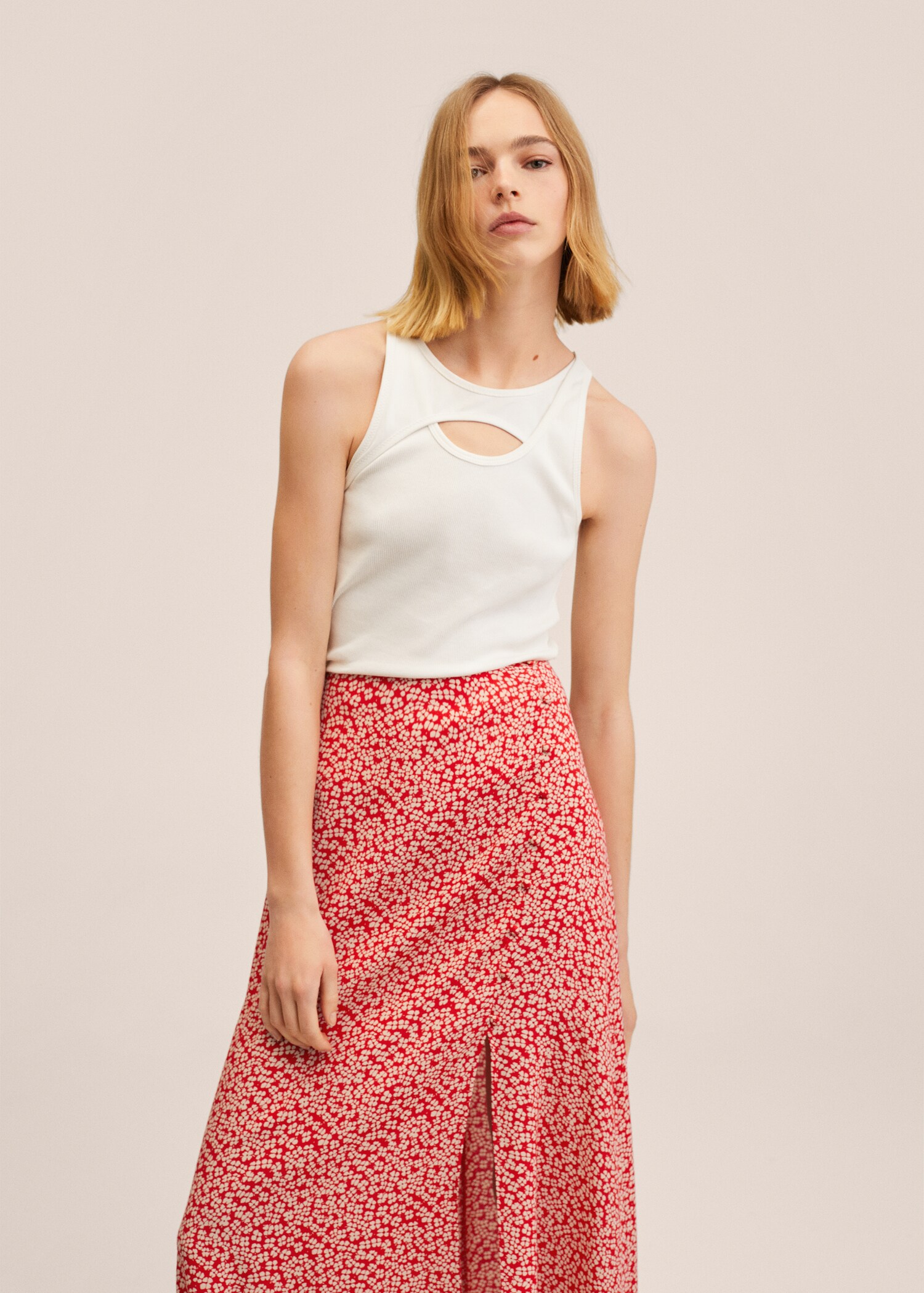 Slit floral skirt - Details of the article 2