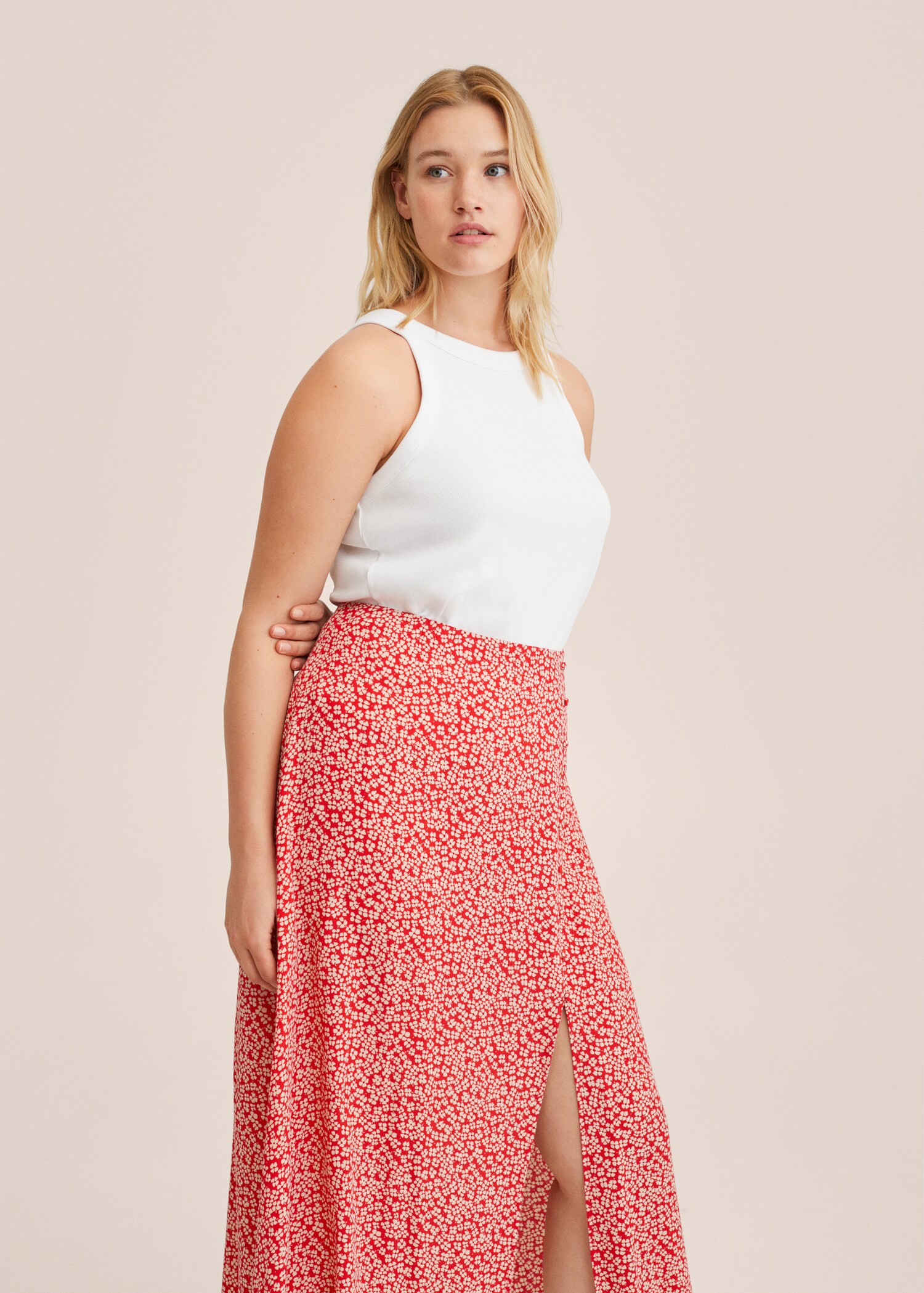 Slit floral skirt - Details of the article 3