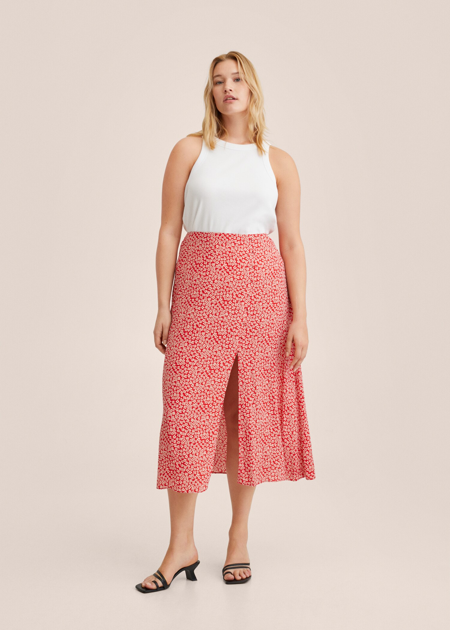 Slit floral skirt - Details of the article 4