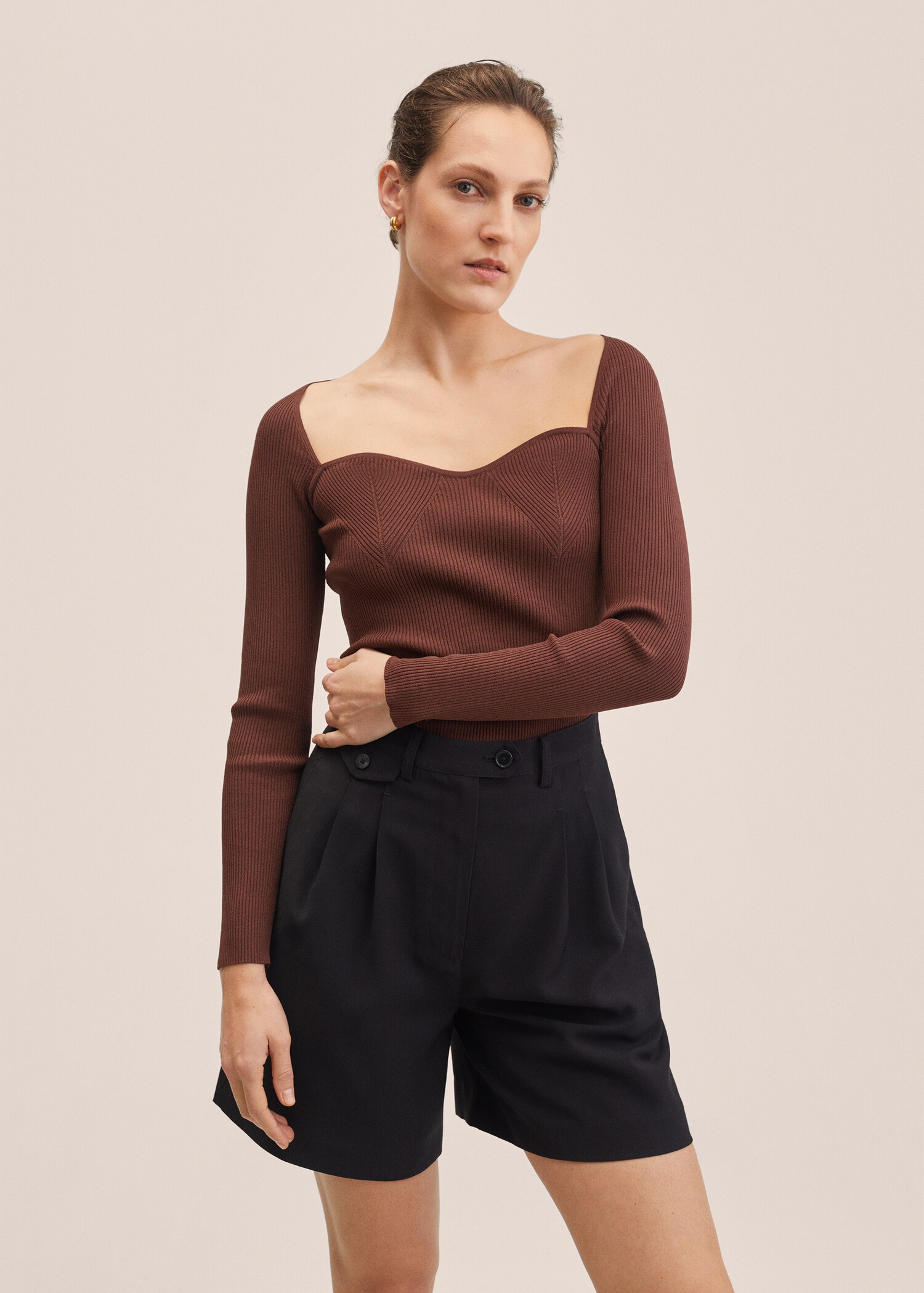 Bra-effect knitted sweater  - Medium plane