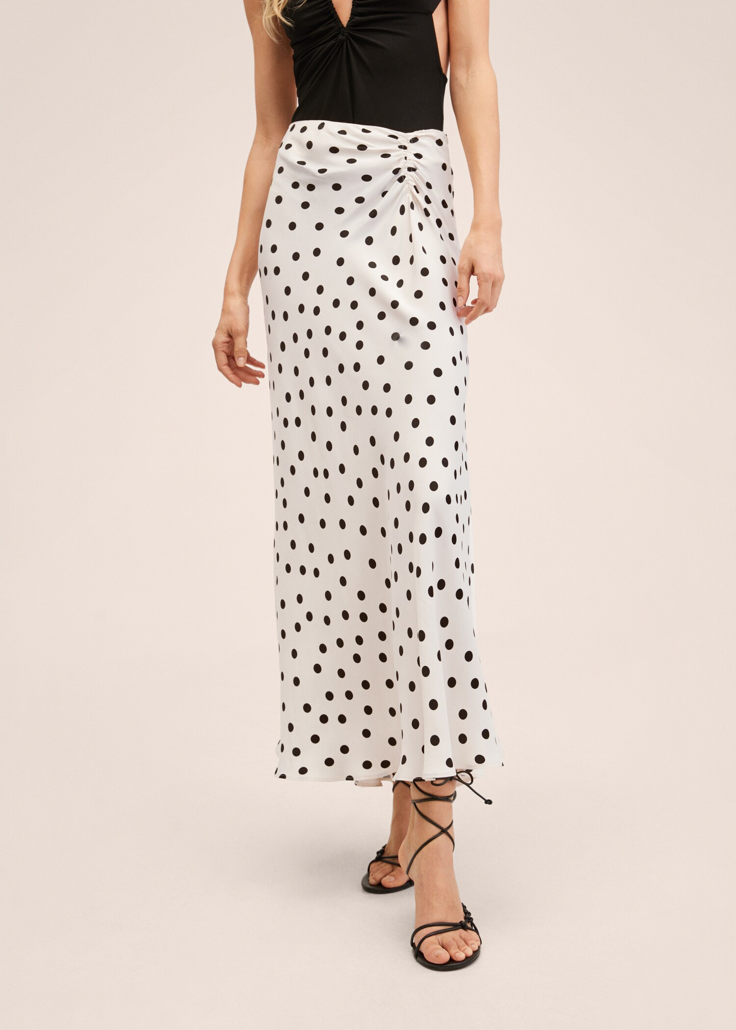 Satin polka-dot skirt - Medium plane