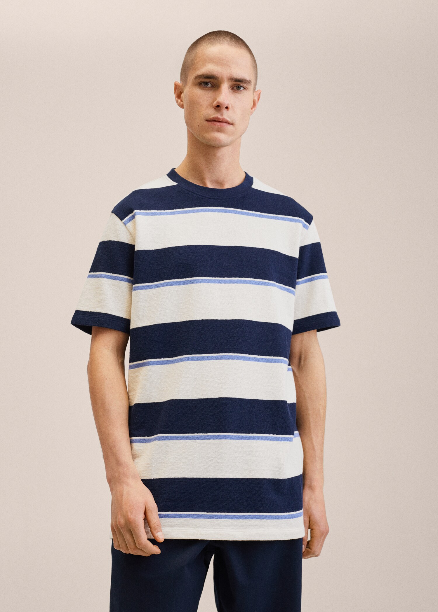 Striped cotton T-shirt - Medium plane