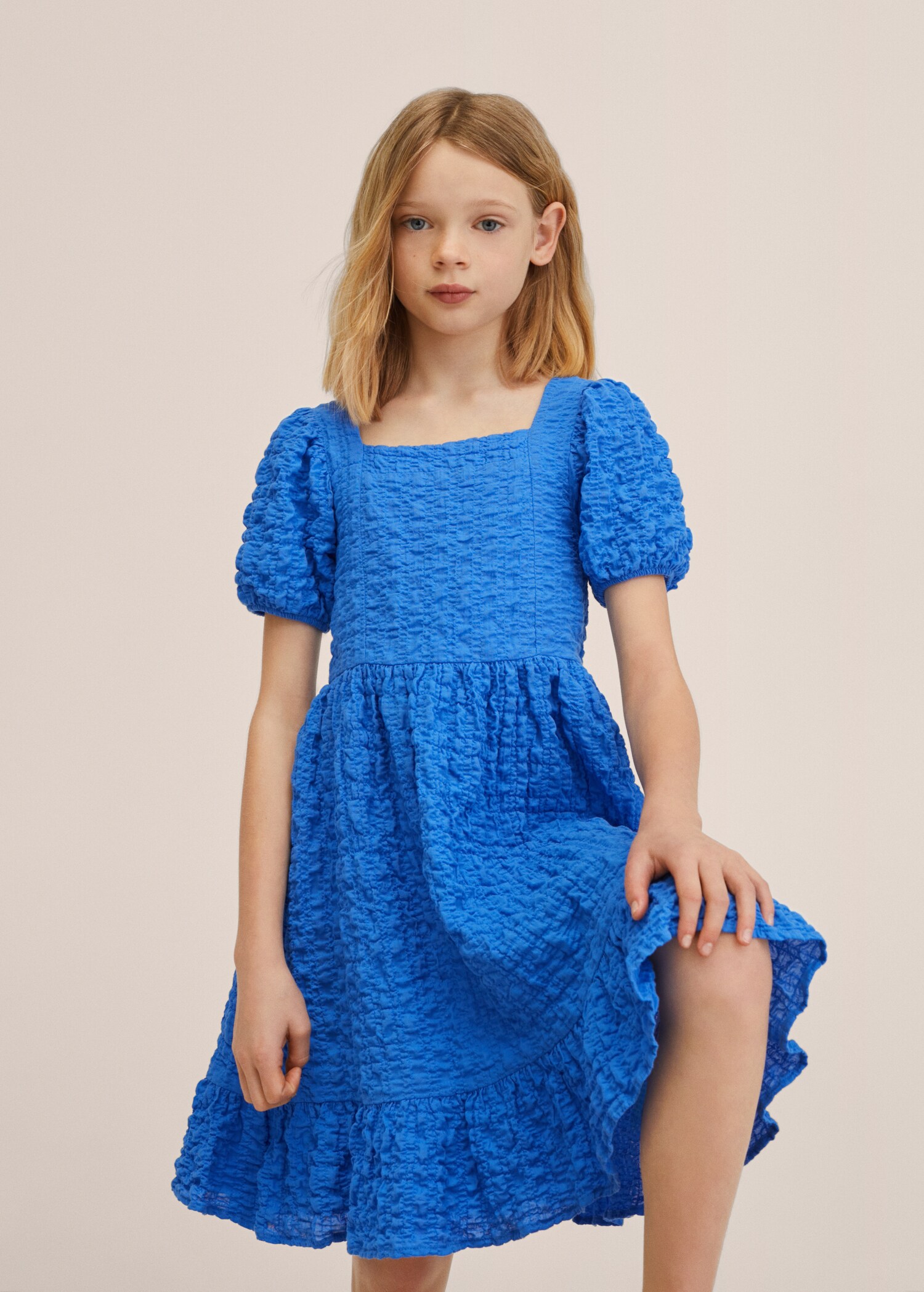 Textured cotton-blend dress - Medium plane