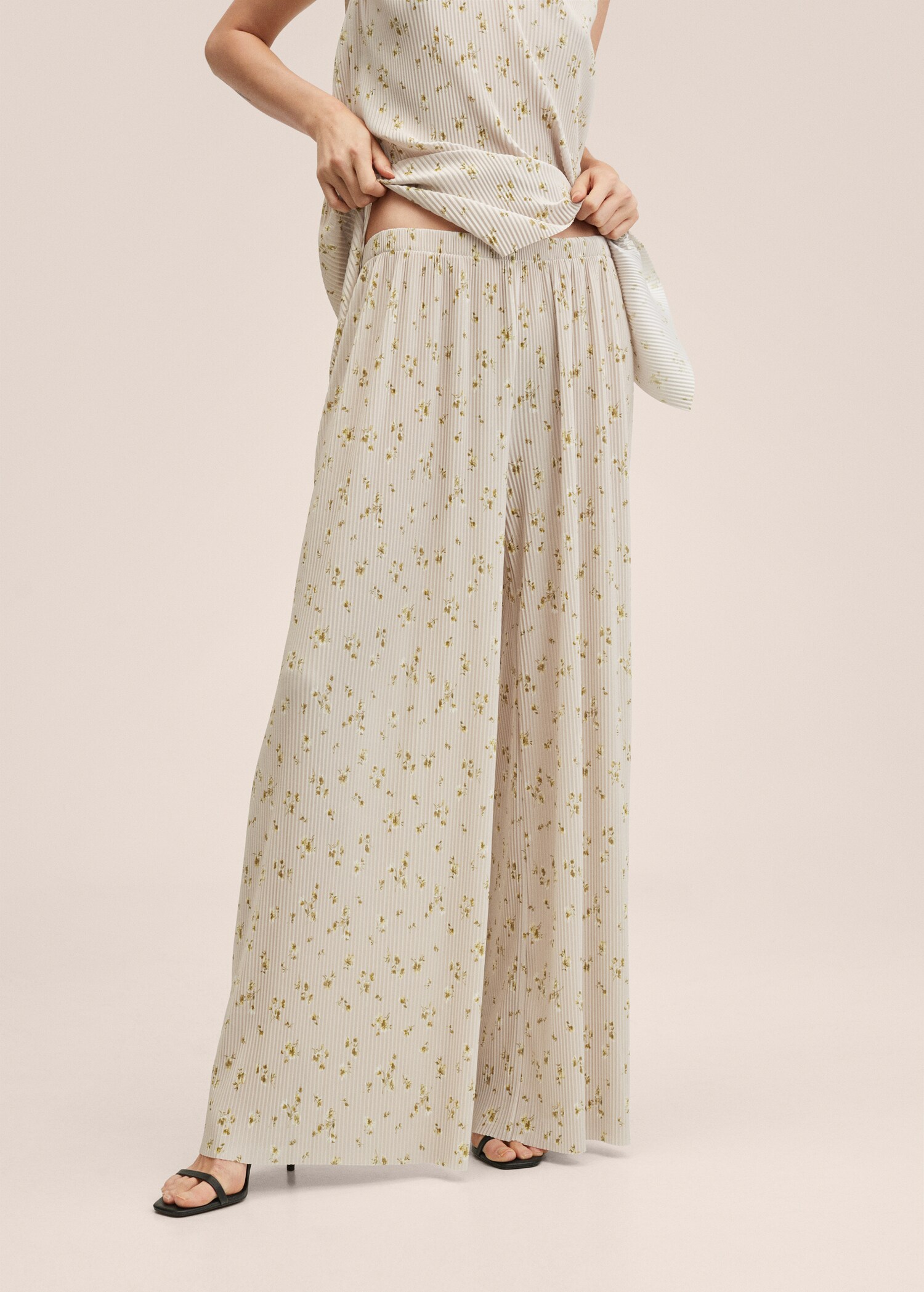 Pleated floral trousers - Medium plane