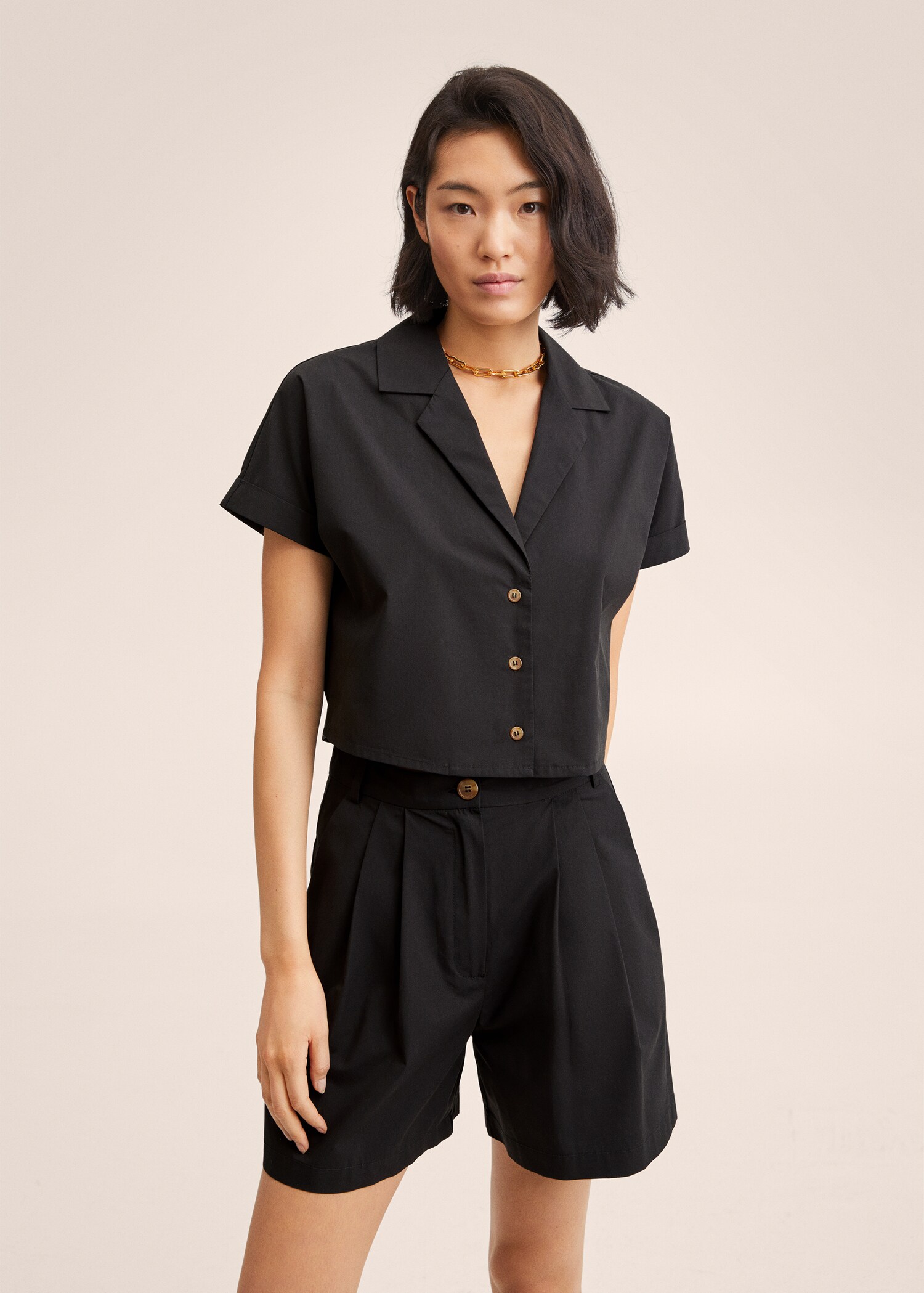 Camisa algodón crop - Plano medio