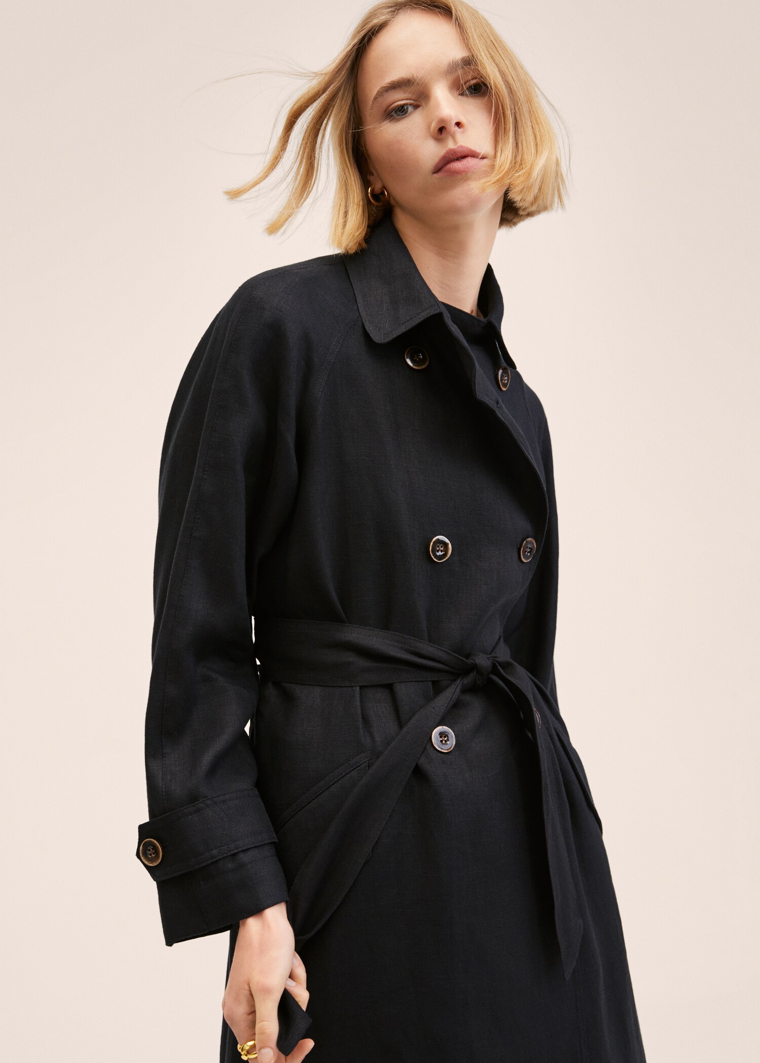 100% linen trench coat - Details of the article 6