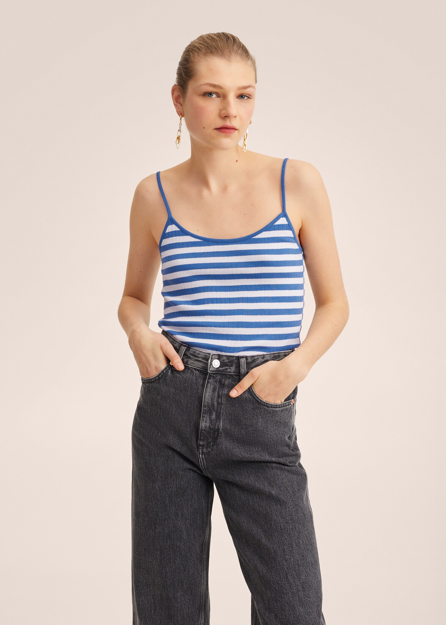 Ribbed cotton-blend top - Medium plane