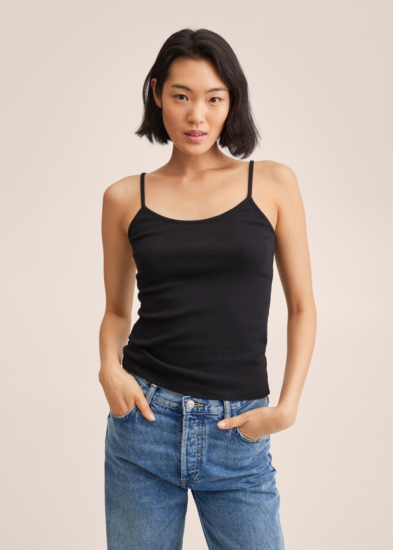Ribbed cotton-blend top - Medium plane