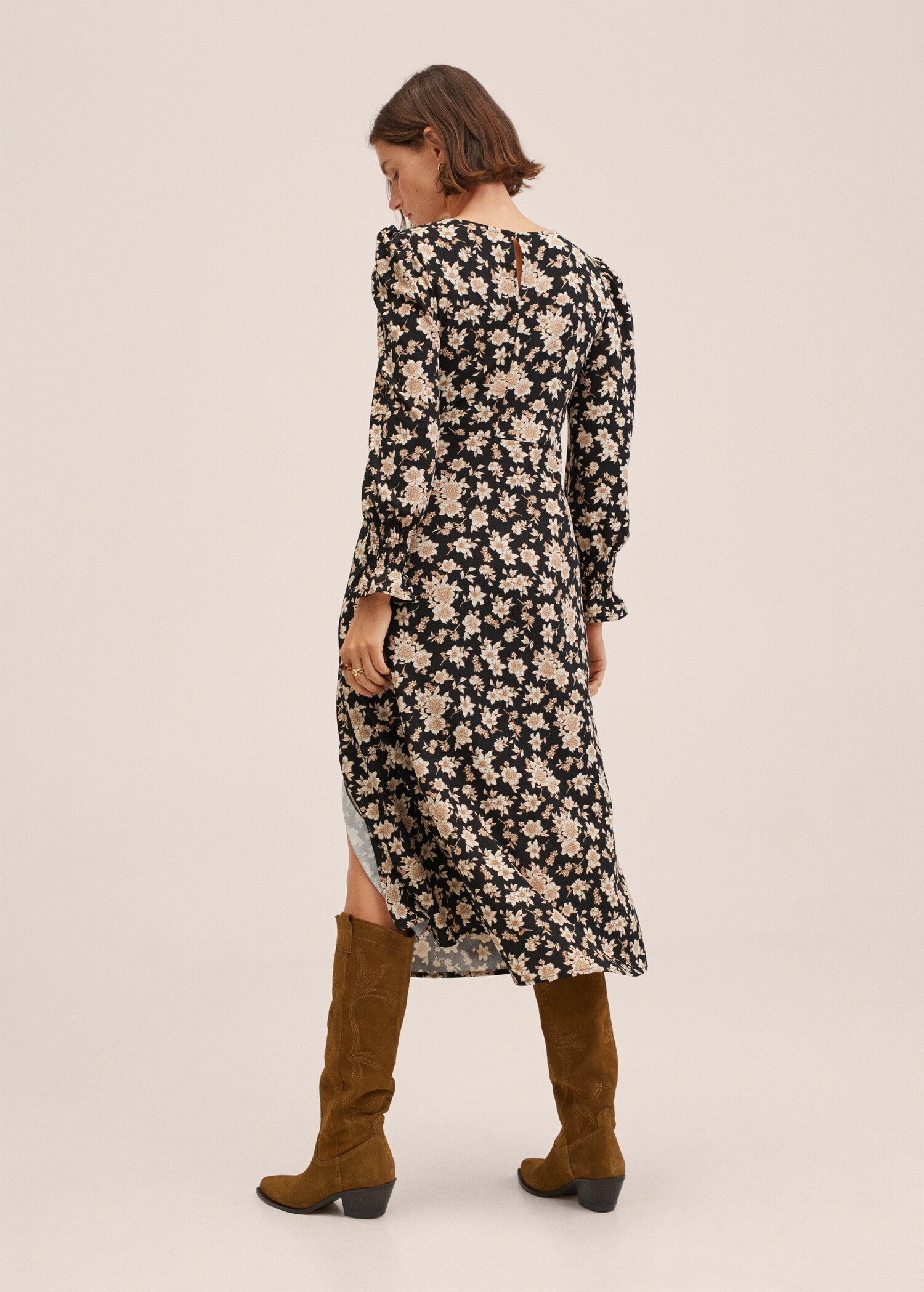 Vestido estampado manga abullonada - Reverso del artículo