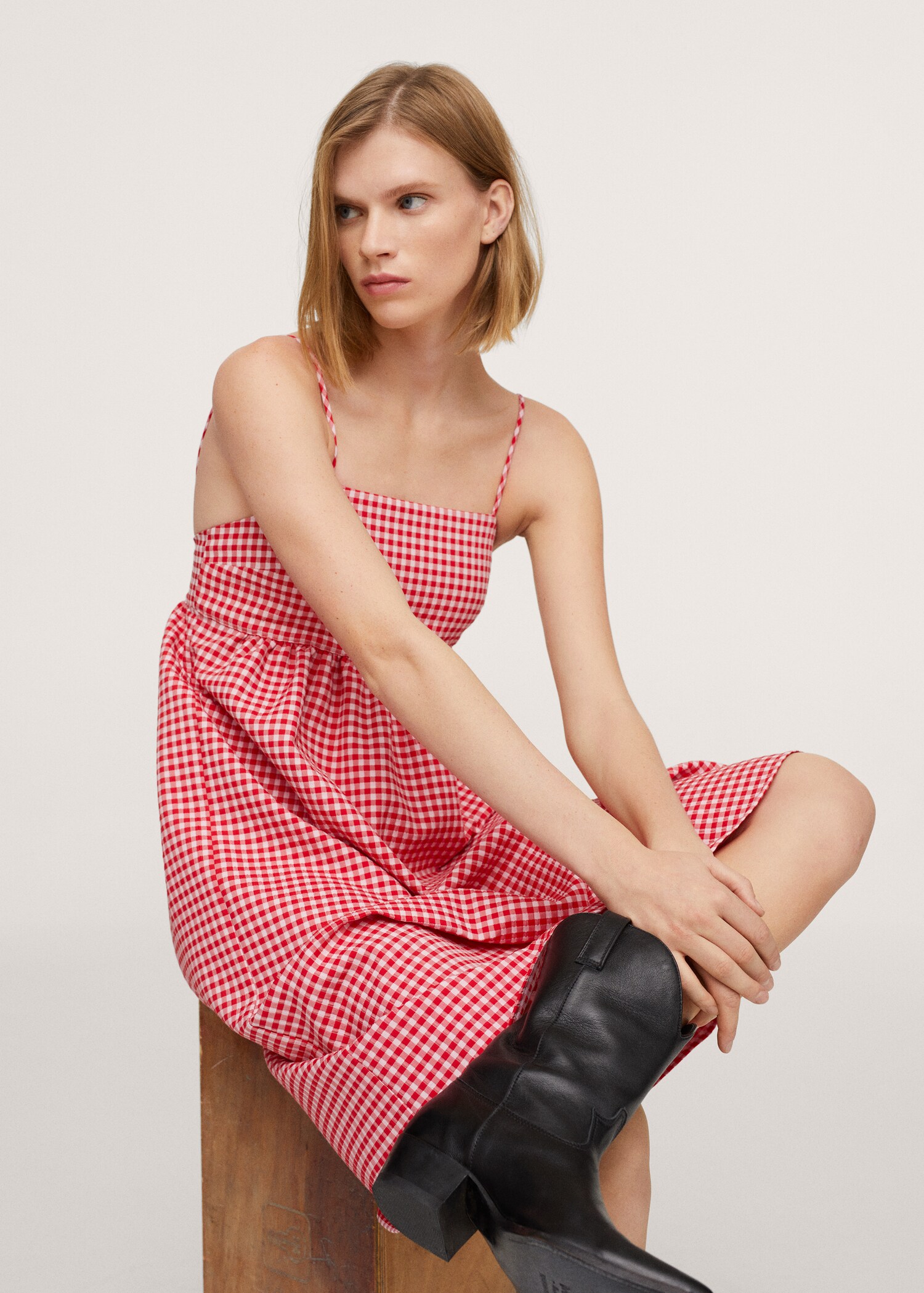 Gingham check cottoned dress - Details of the article 2