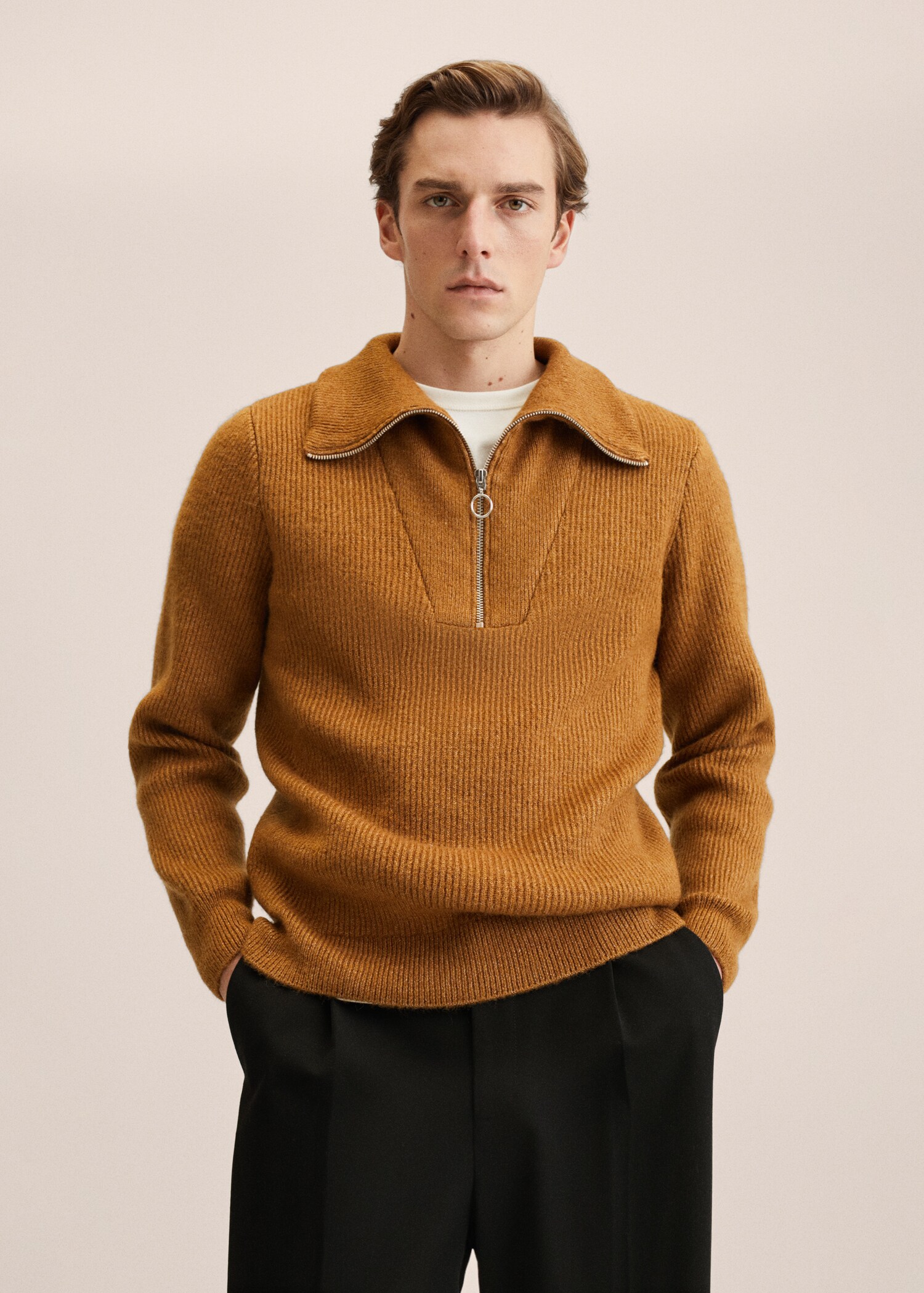 Jersey cuello alto cremallera - Plano medio