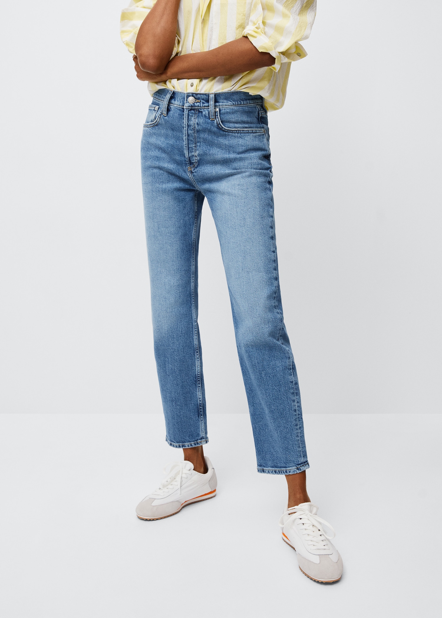 Slim mid-rise cropped jeans - Women | MANGO OUTLET USA