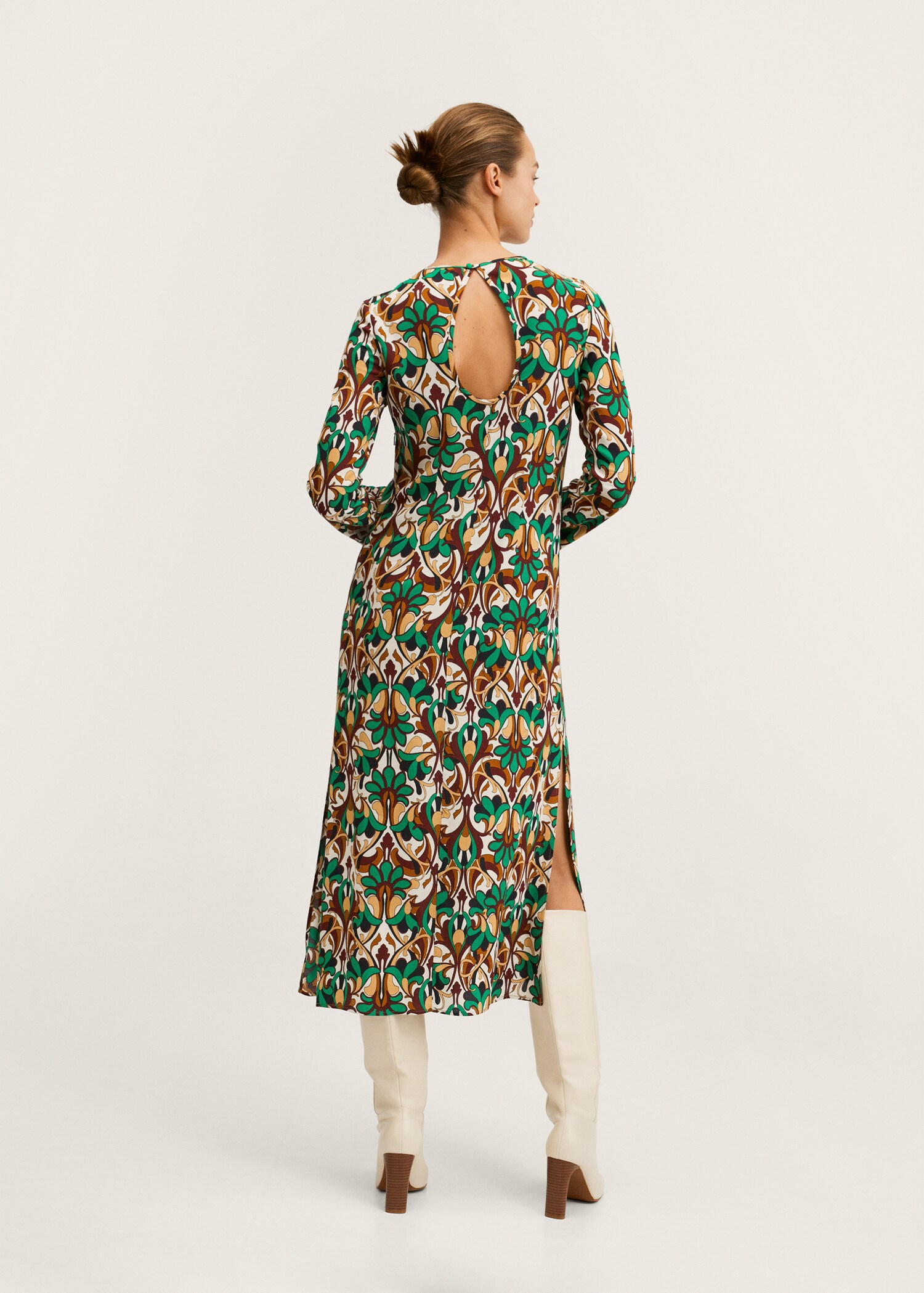 Vestido estampado abertura  - Reverso del artículo