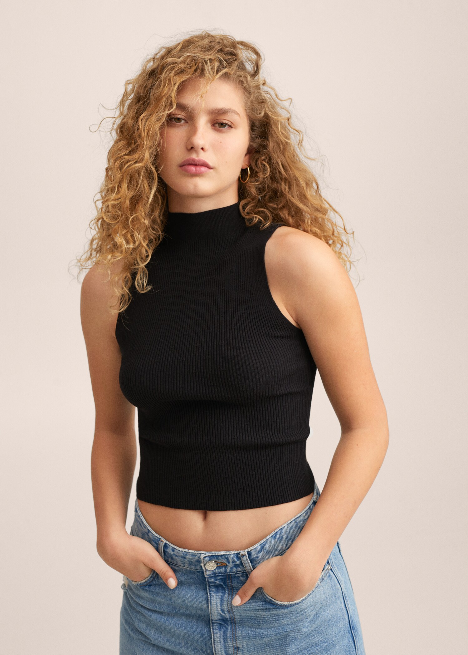 Perkins-neck ribbed top - Medium plane
