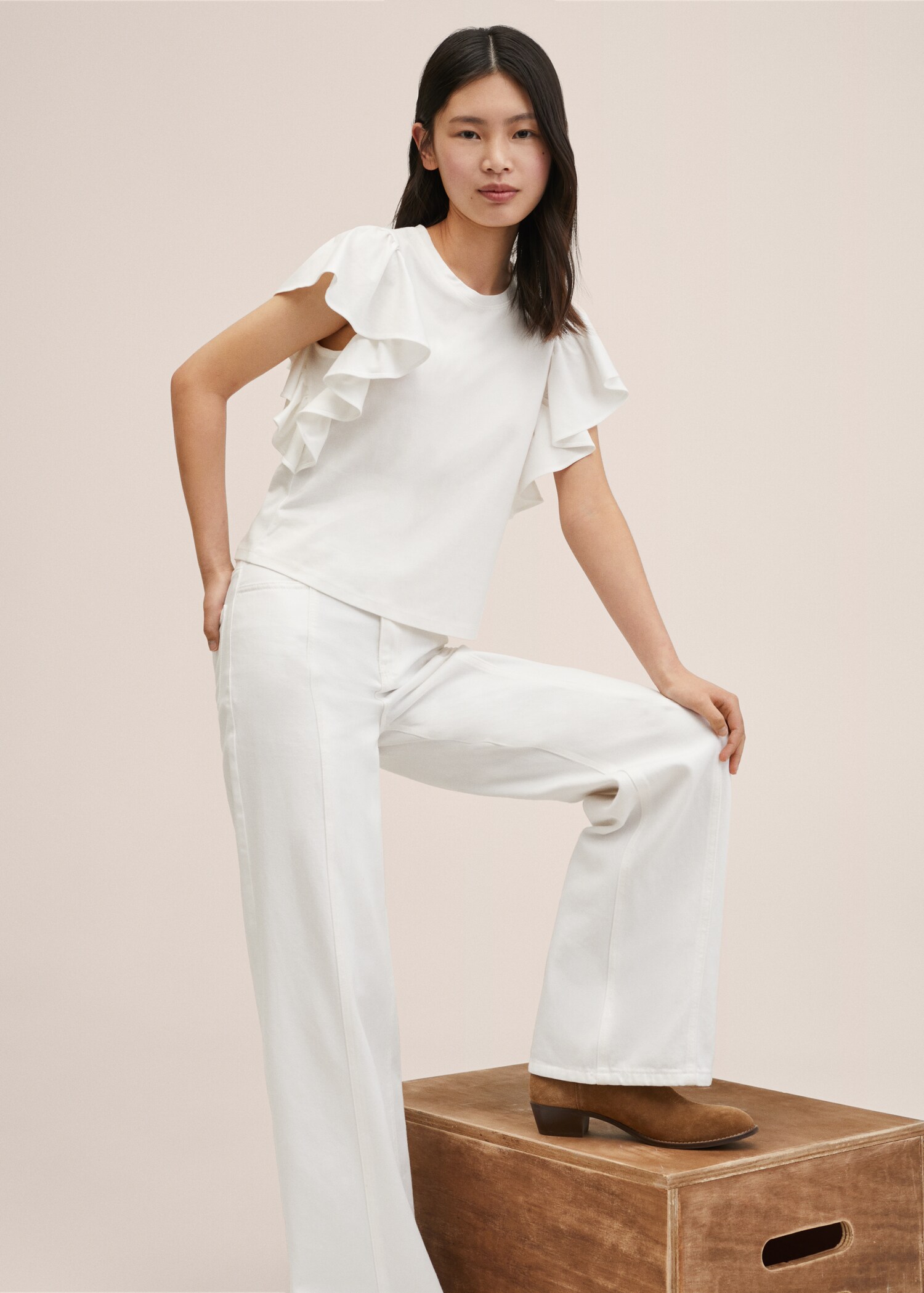 Frills cotton t-shirt - Medium plane