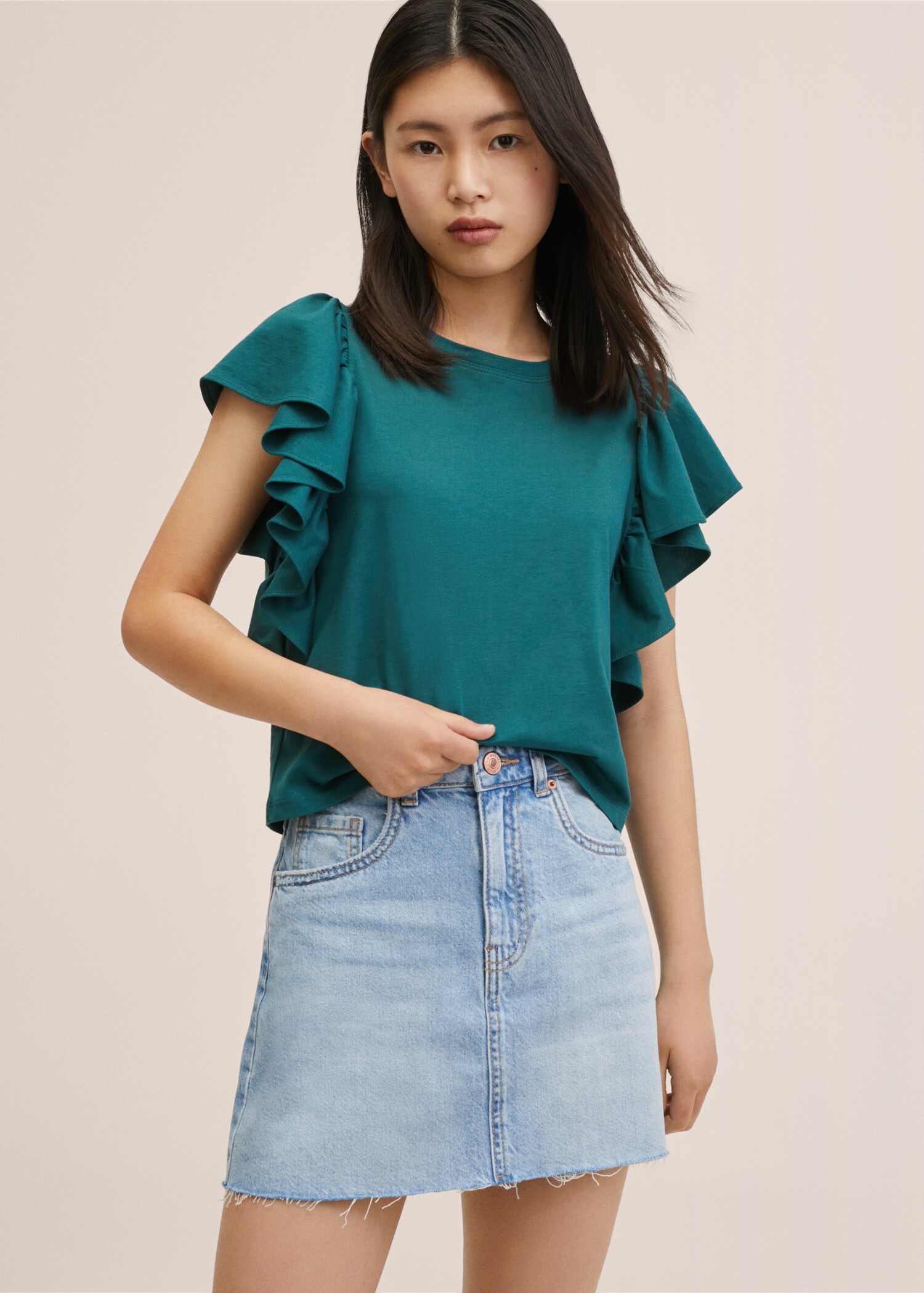 Frills cotton t-shirt - Details of the article 1